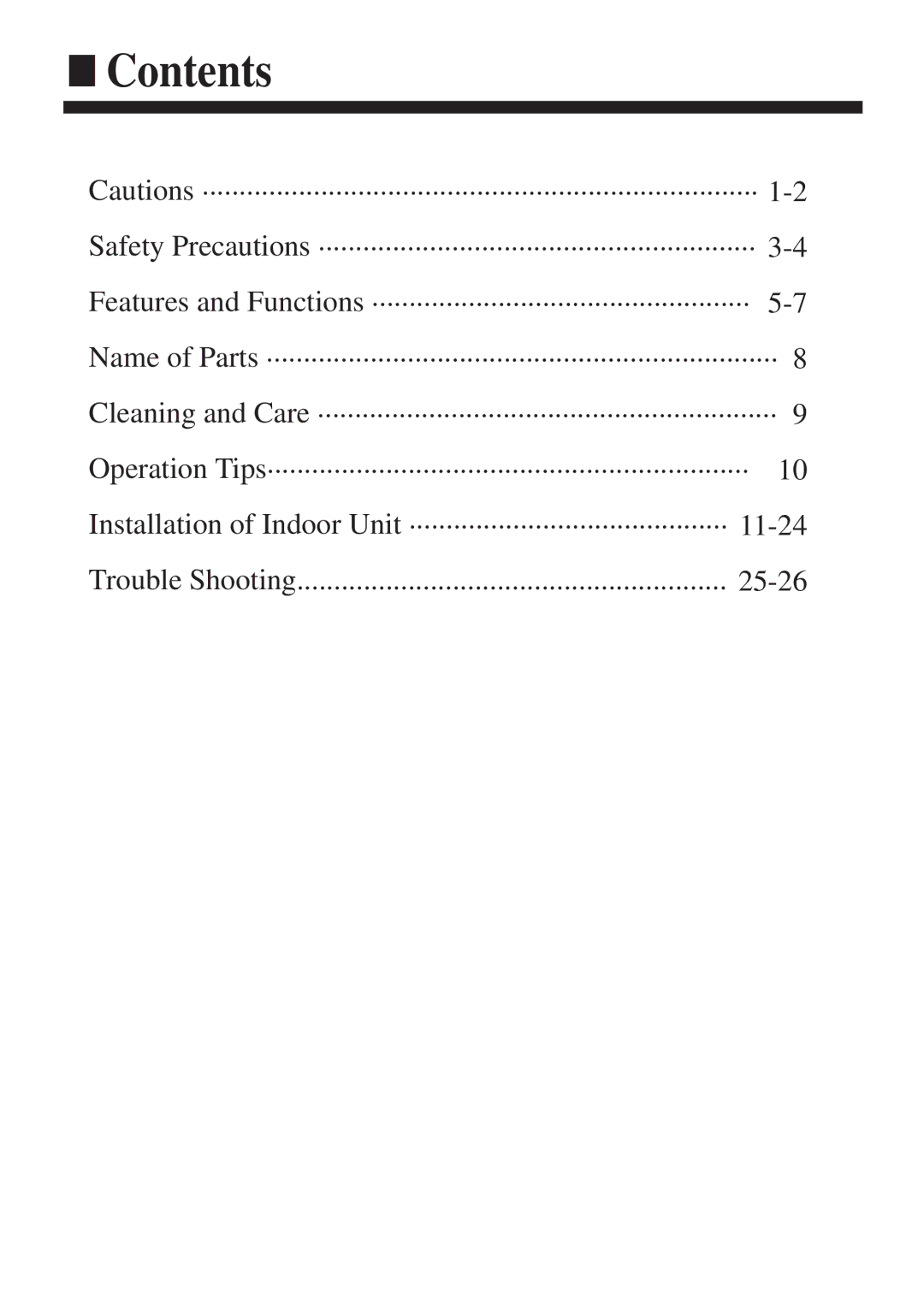 Haier HCFU-42HF03, HCFU-42CF03 installation manual Contents 