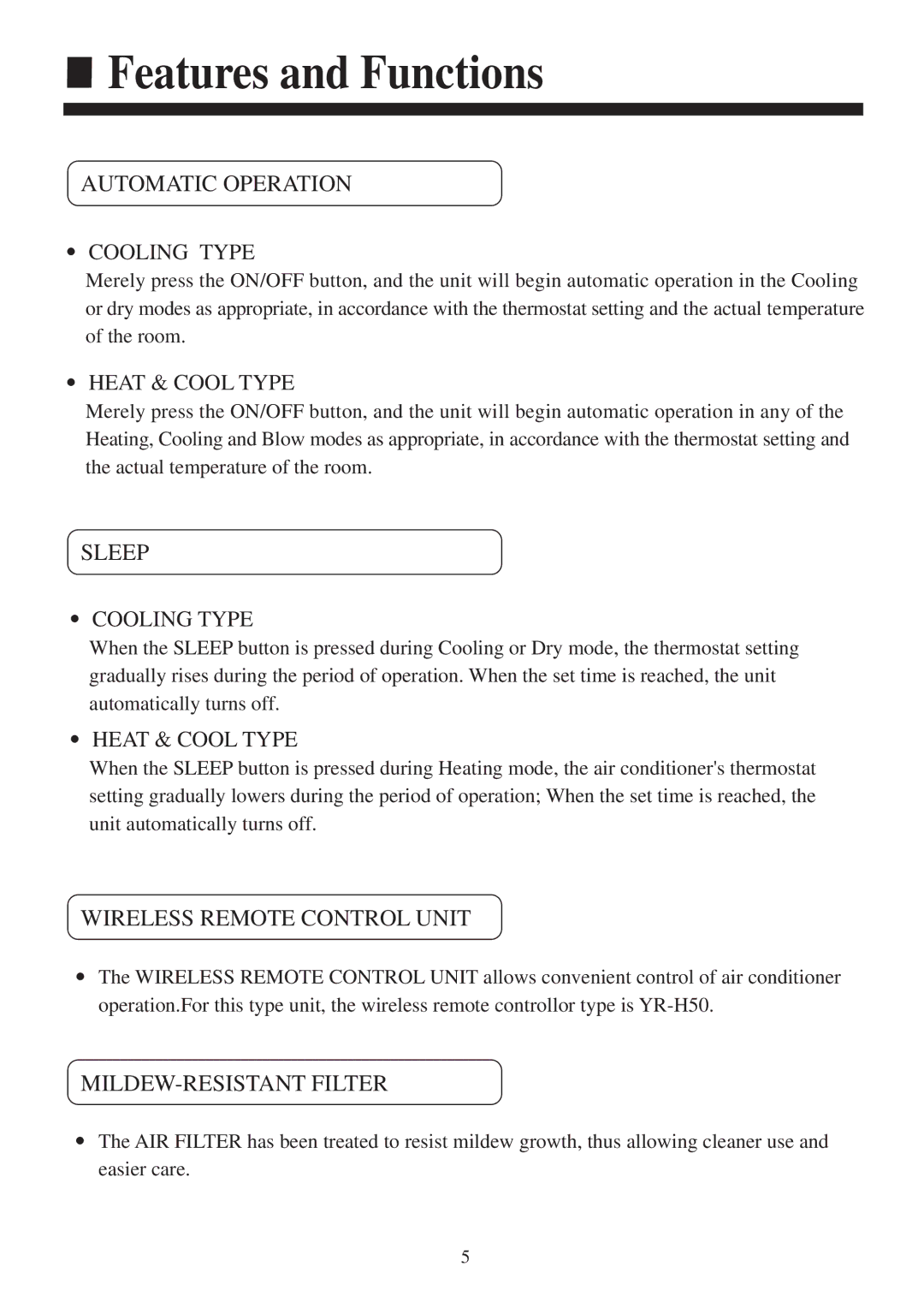 Haier HCFU-42CF03, HCFU-42HF03 installation manual Features and Functions, Automatic Operation 