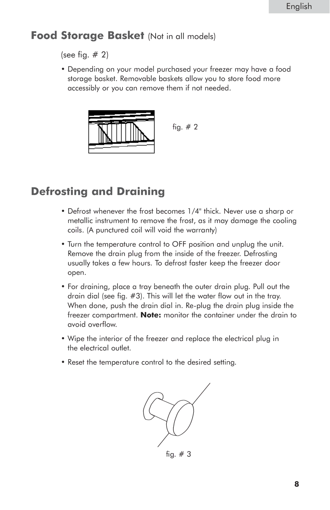 Haier HCM050EC, HCM070LC, HCM050LC user manual Food Storage Basket Not in all models, Defrosting and Draining 