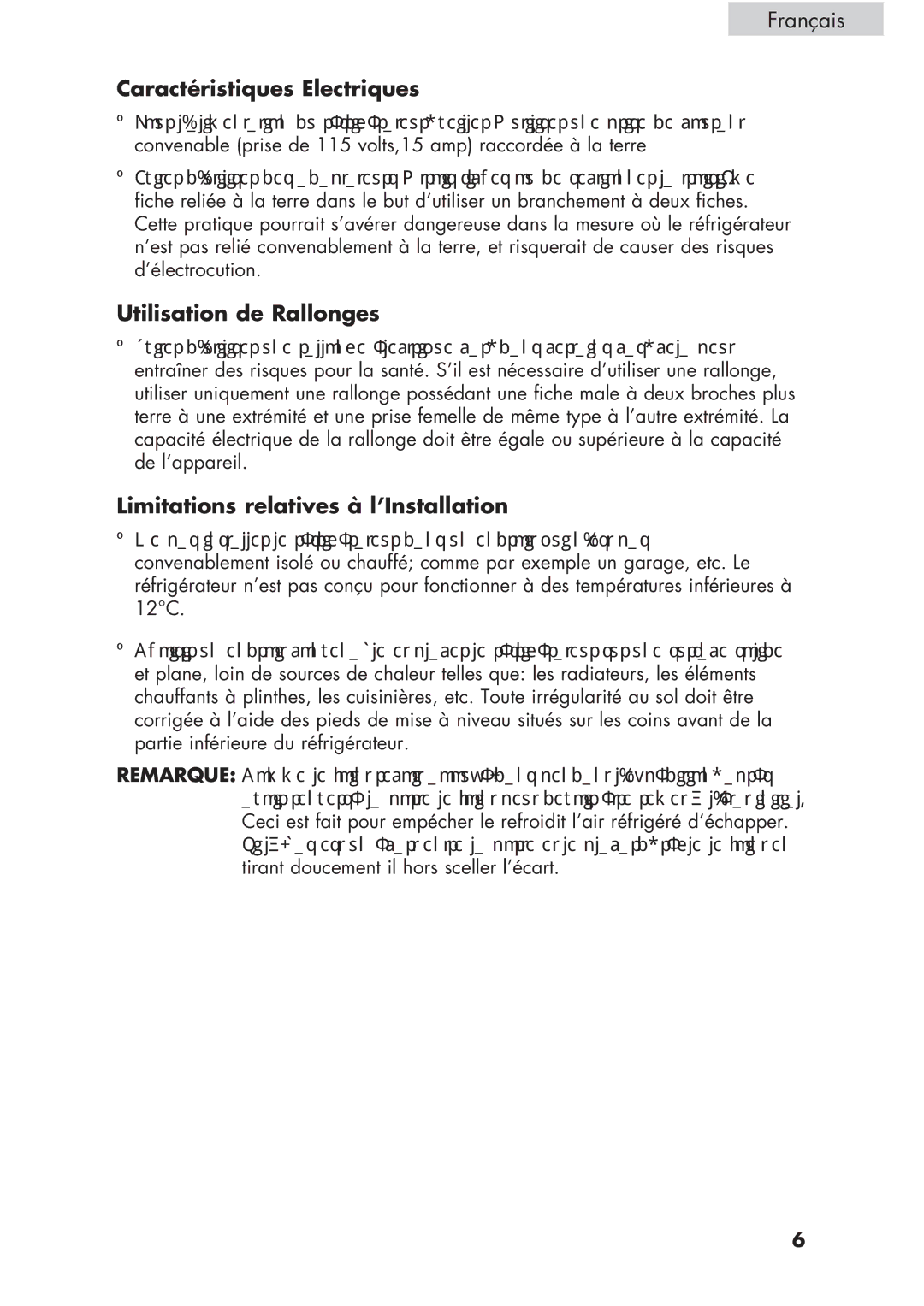 Haier H CR1 7, HCR17W Caractéristiques Electriques, Utilisation de Rallonges, Limitations relatives à l’Installation 