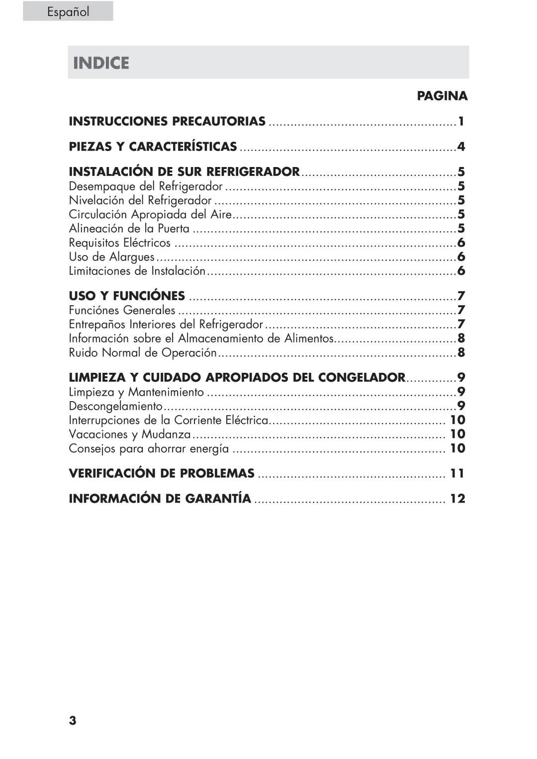 Haier H CR1 7, HCR17W, ECR1 7 user manual Indice, Pagina 