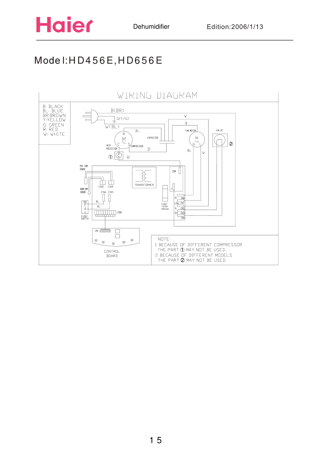 Haier HD656, HD456E, HD306 service manual Mode lHD456E,HD656E 