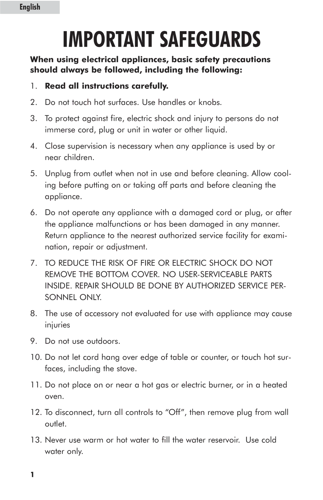 Haier HDC10SS user manual Important Safeguards 