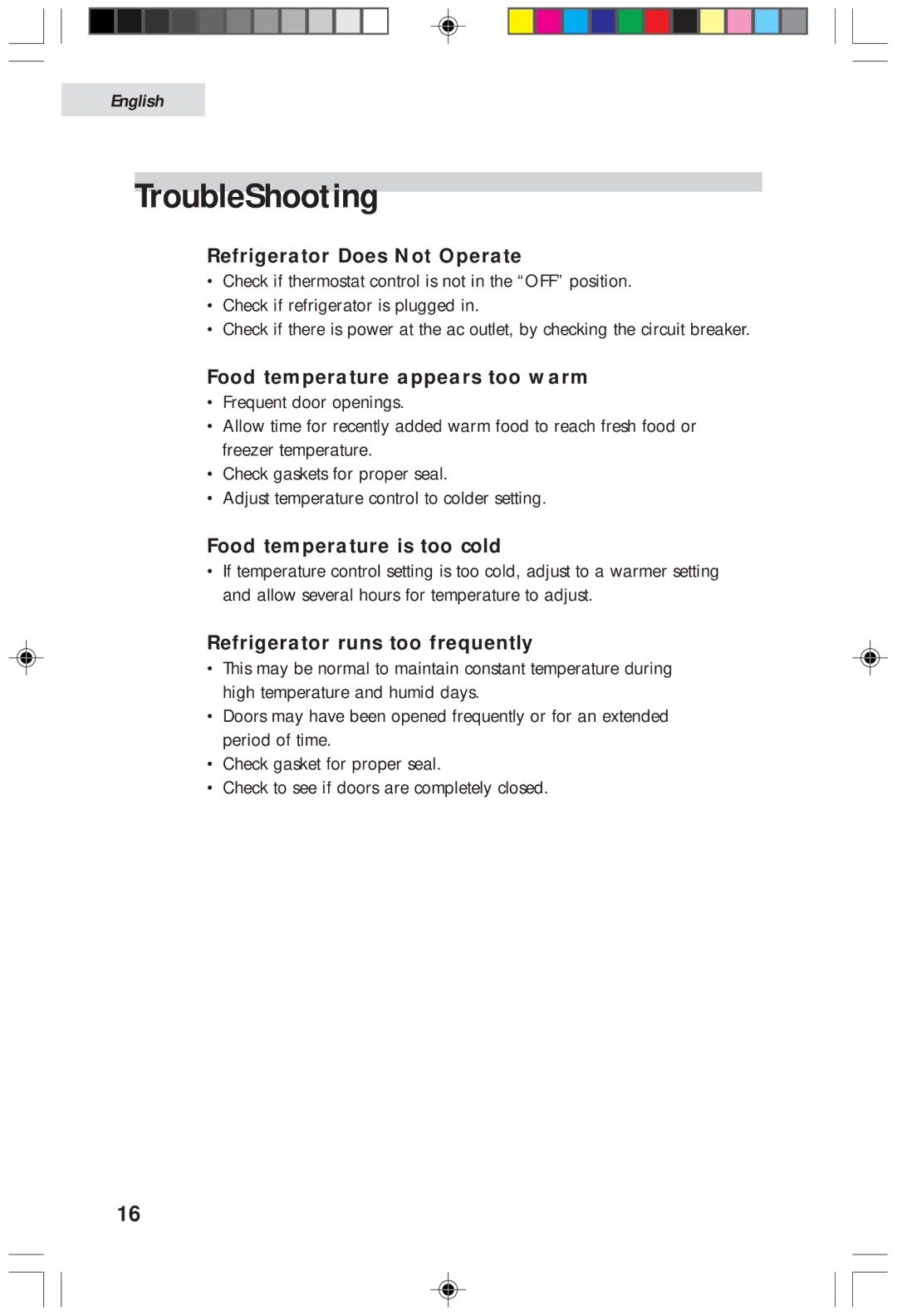 Haier HDF05WNAWW user manual TroubleShooting, Refrigerator Does Not Operate, Food temperature appears too warm 