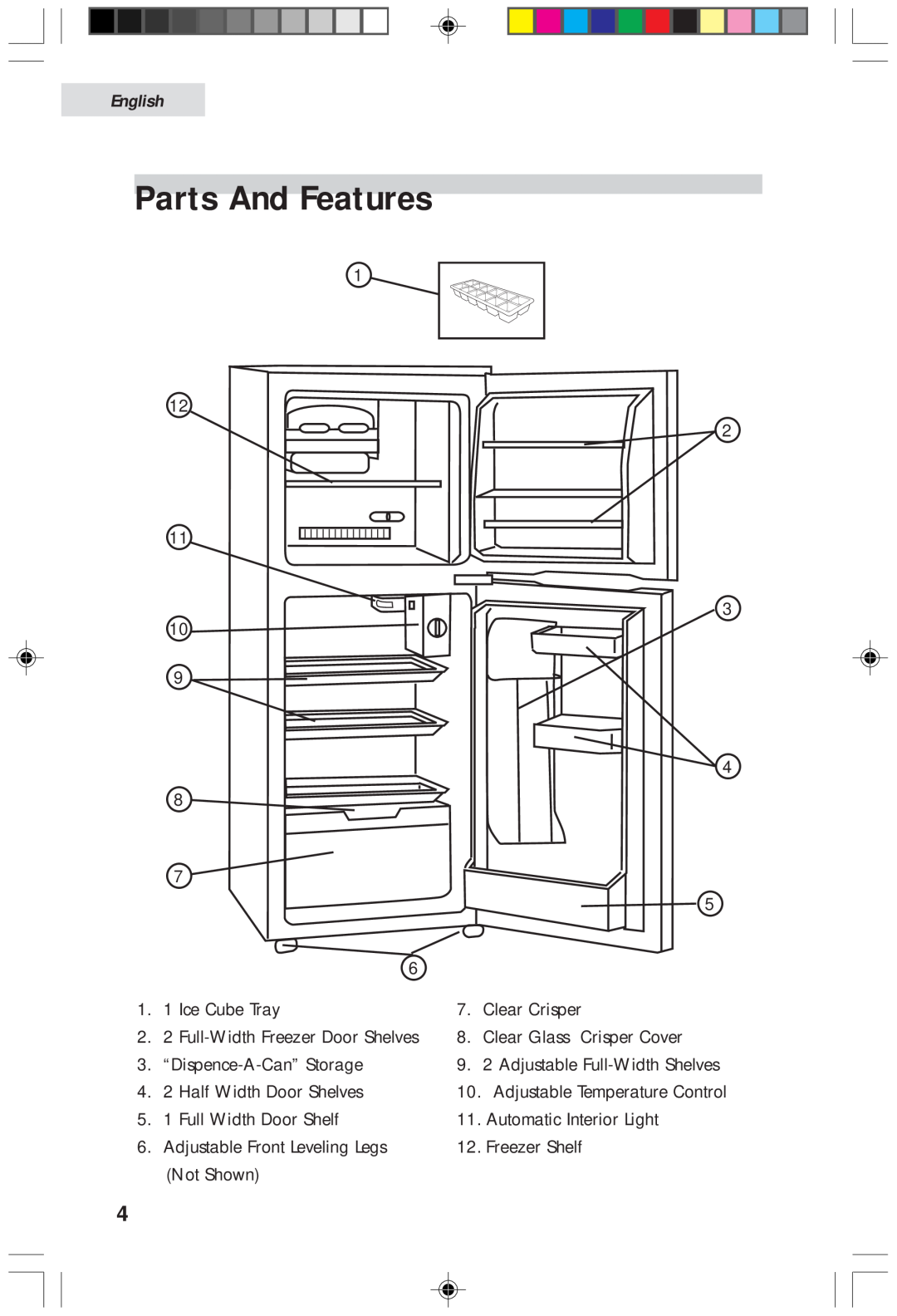Haier HDF05WNAWW user manual Parts And Features, English 