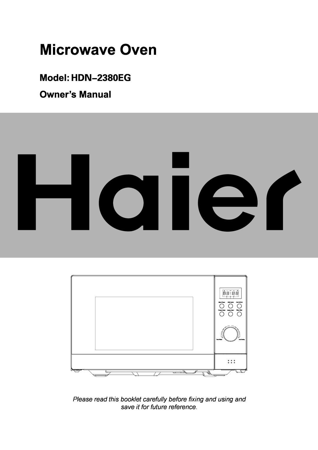 Haier HDN-2380EG manual save it for future reference, MW G Auto Def 