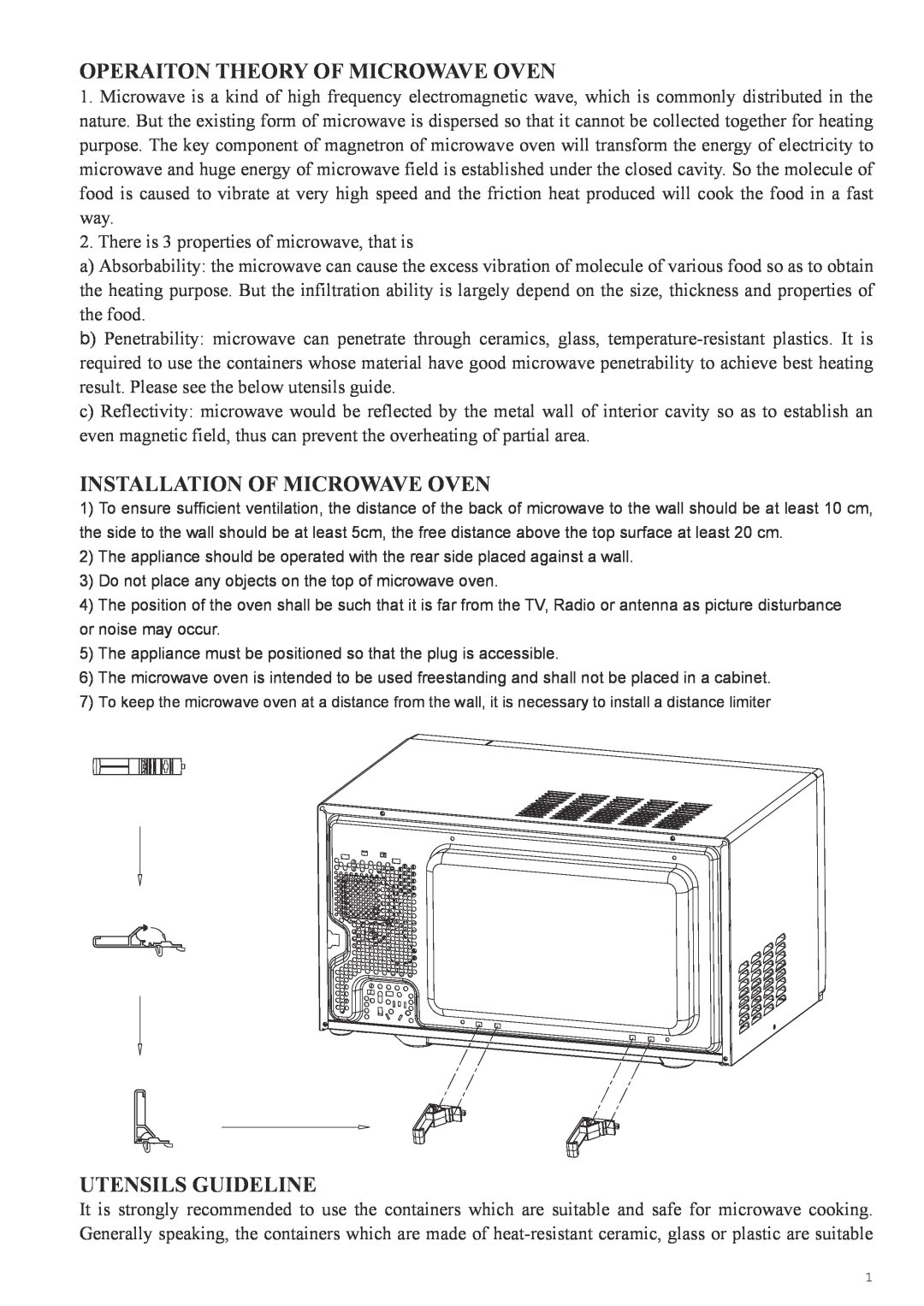 Haier HDN-2380EG manual Operaiton Theory Of Microwave Oven, Installation Of Microwave Oven, Utensils Guideline 