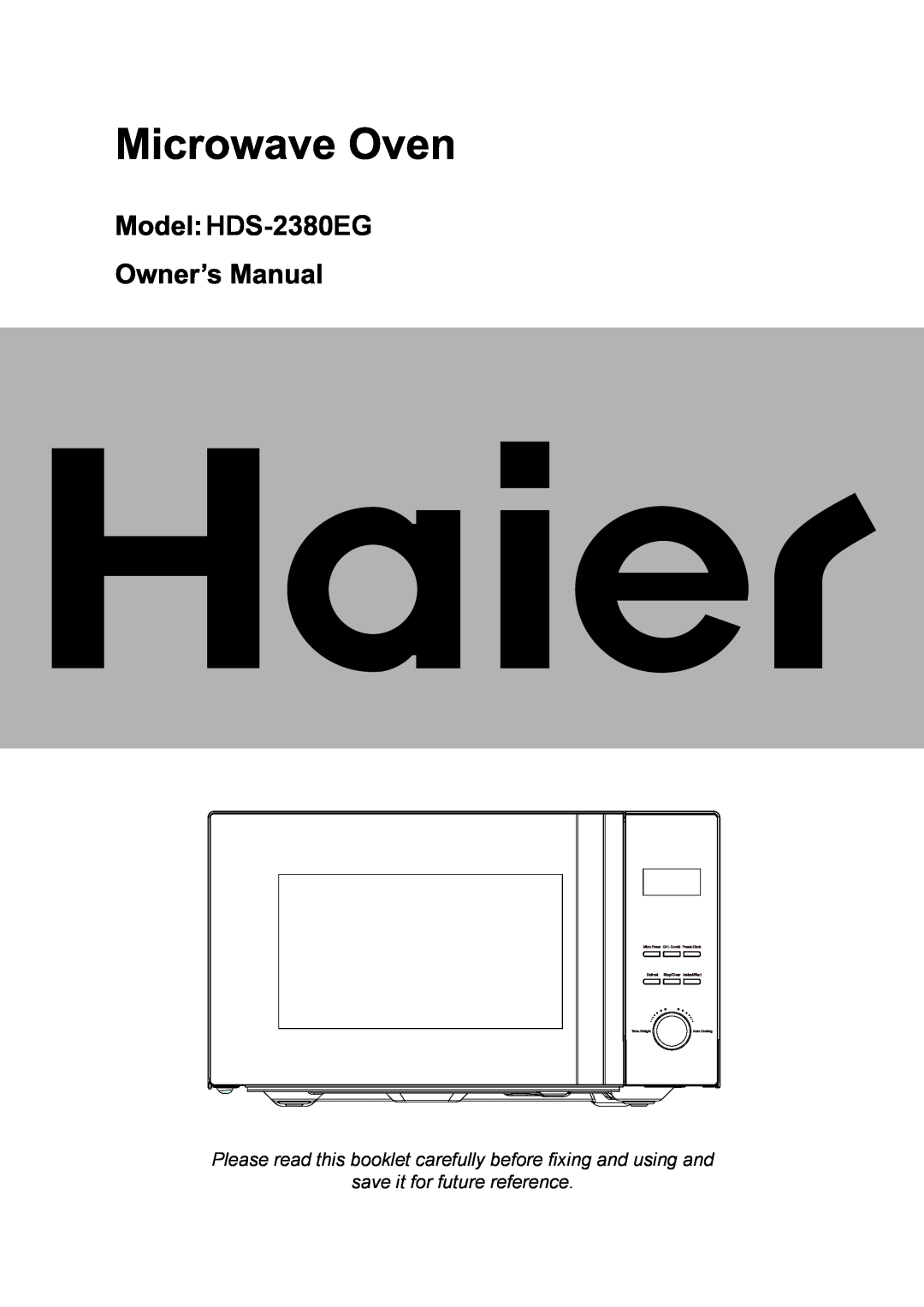Haier HDS-2380EG manual save it for future reference 