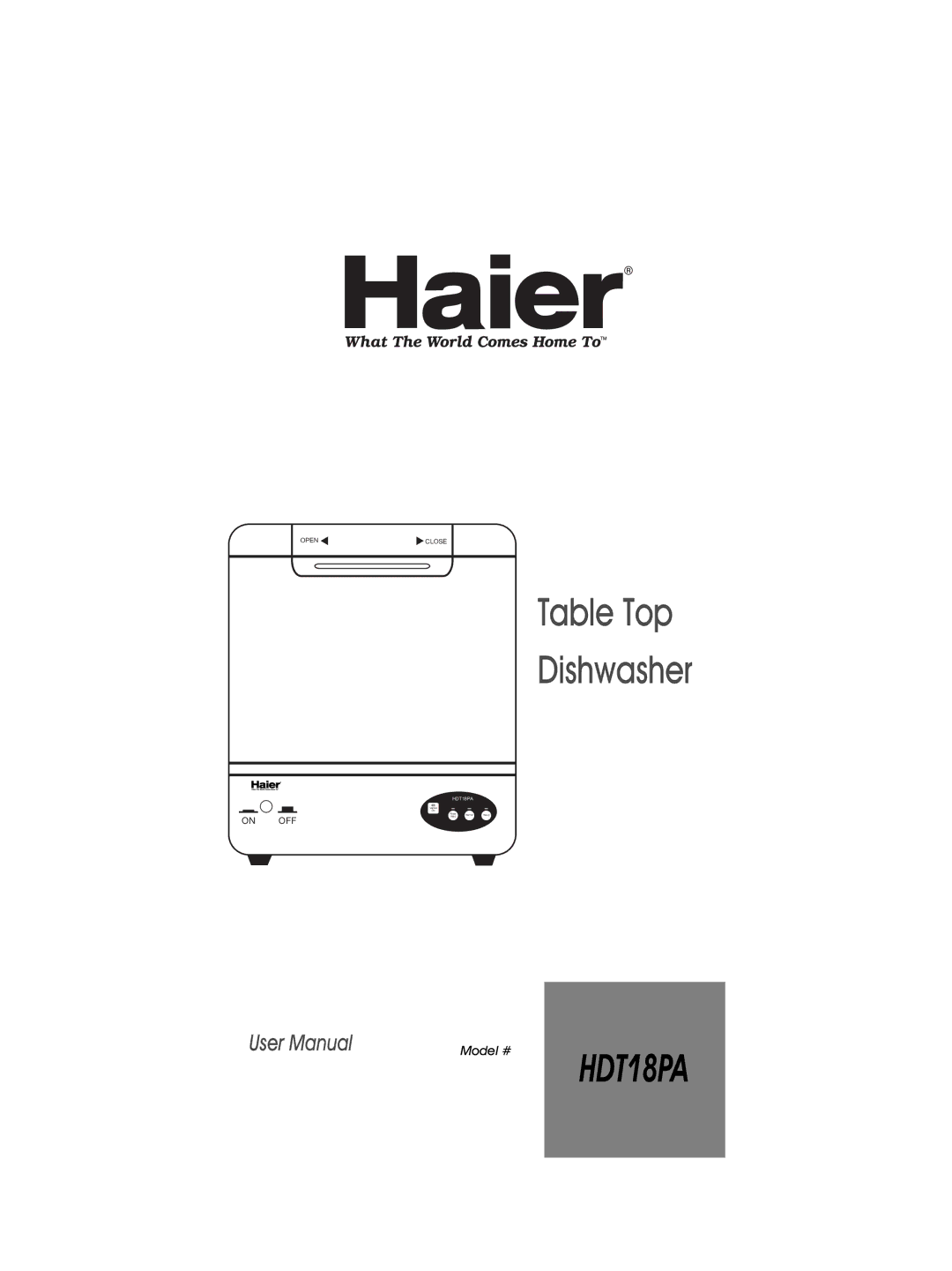 Haier HDT18PA user manual Table Top Dishwasher 