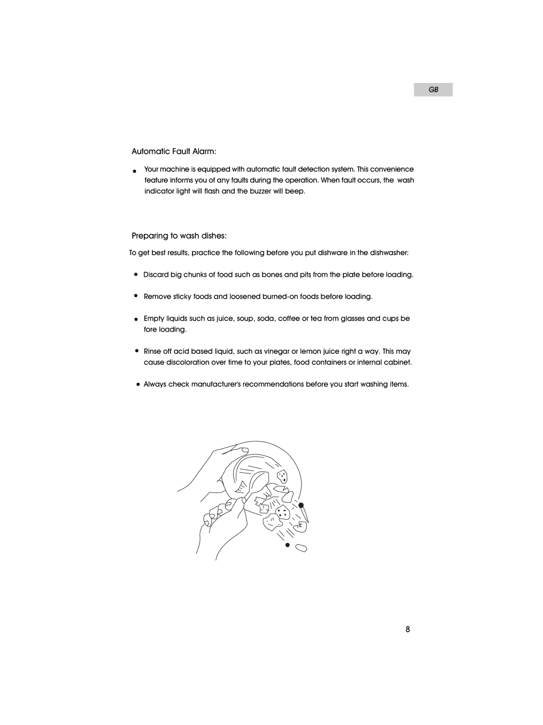 Haier HDT18PA user manual Automatic Fault Alarm, Preparing to wash dishes 