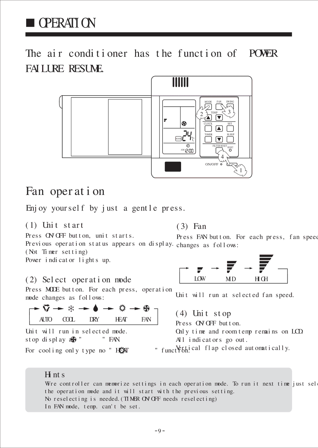 Haier HDU-42H03/H, HDU-24H03/H, HDU-28H03/H instruction manual Operation 