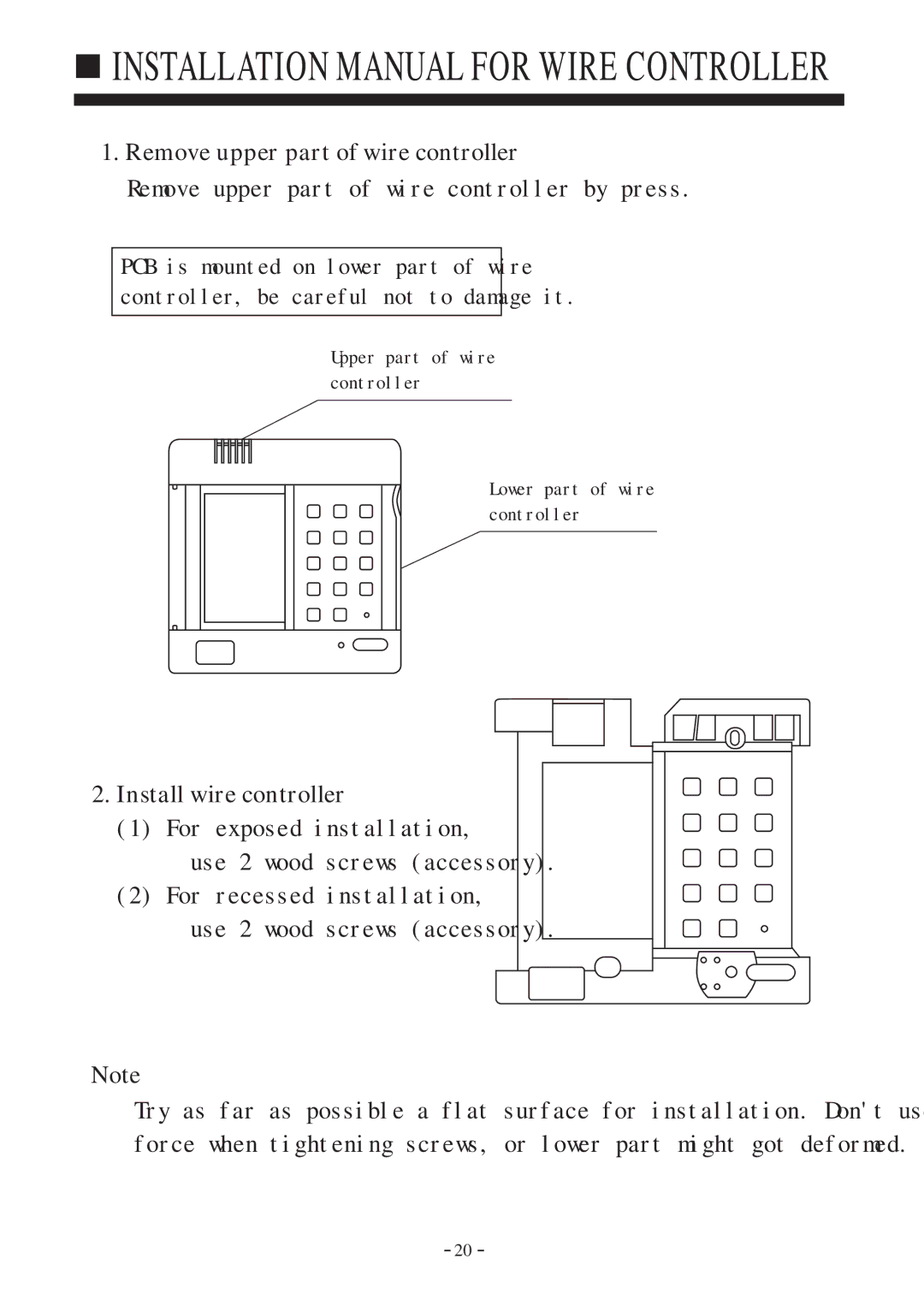 Haier HDU-24H03/H, HDU-42H03/H, HDU-28H03/H instruction manual Installation Manual for Wire Controller 