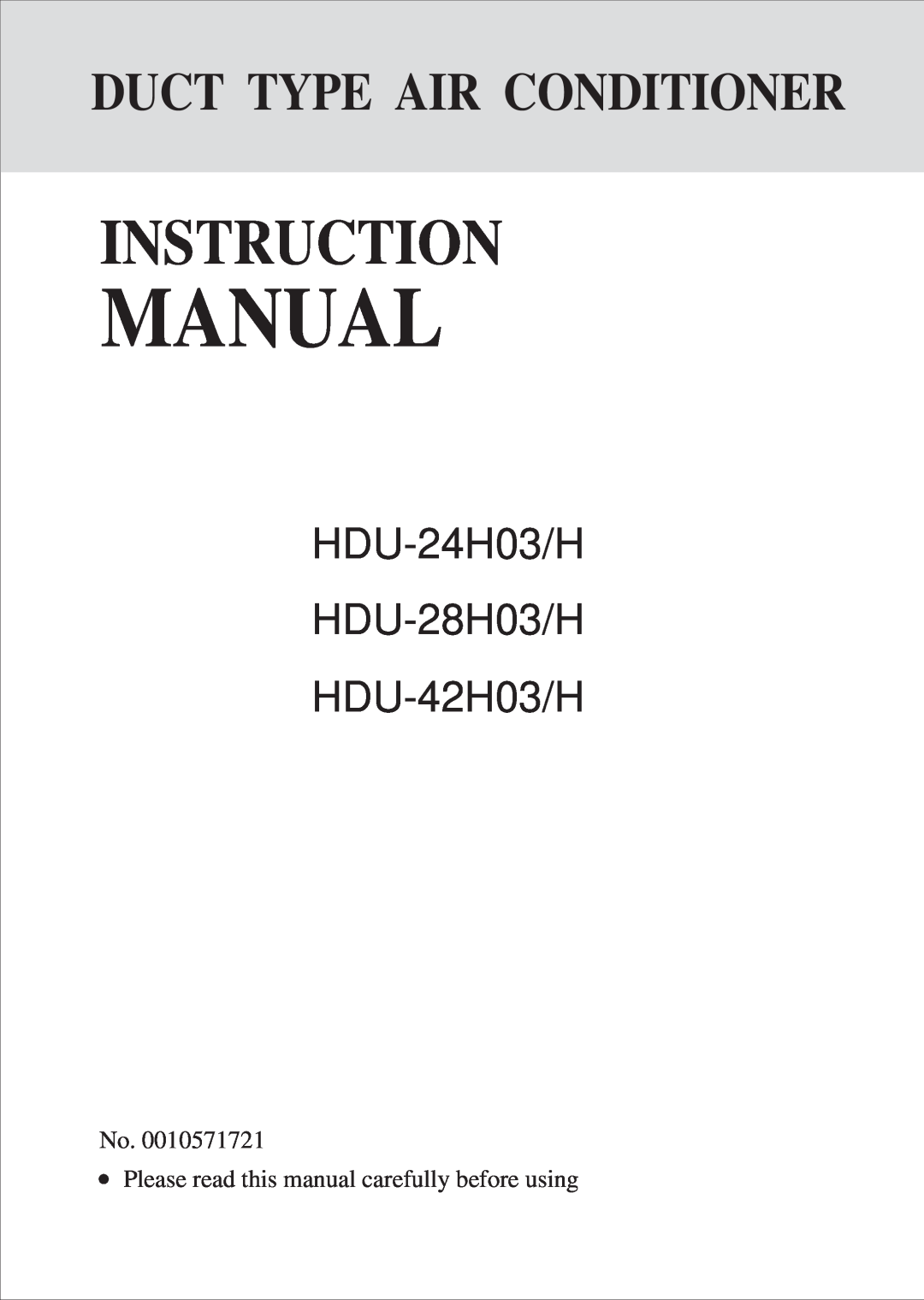 Haier HDU-42H03/H, HDU-24H03/H instruction manual Please read this manual carefully before using, Manual, Instruction 