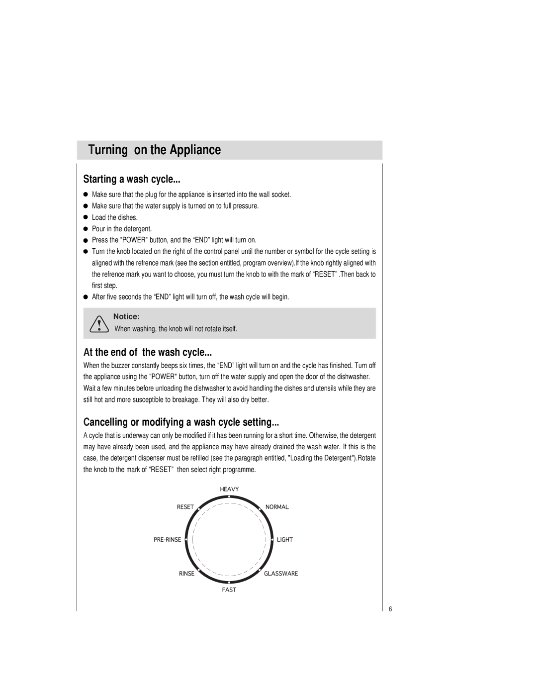 Haier HDW100WCT, HDW100SCT manual Turning on the Appliance, Starting a wash cycle, At the end of the wash cycle 