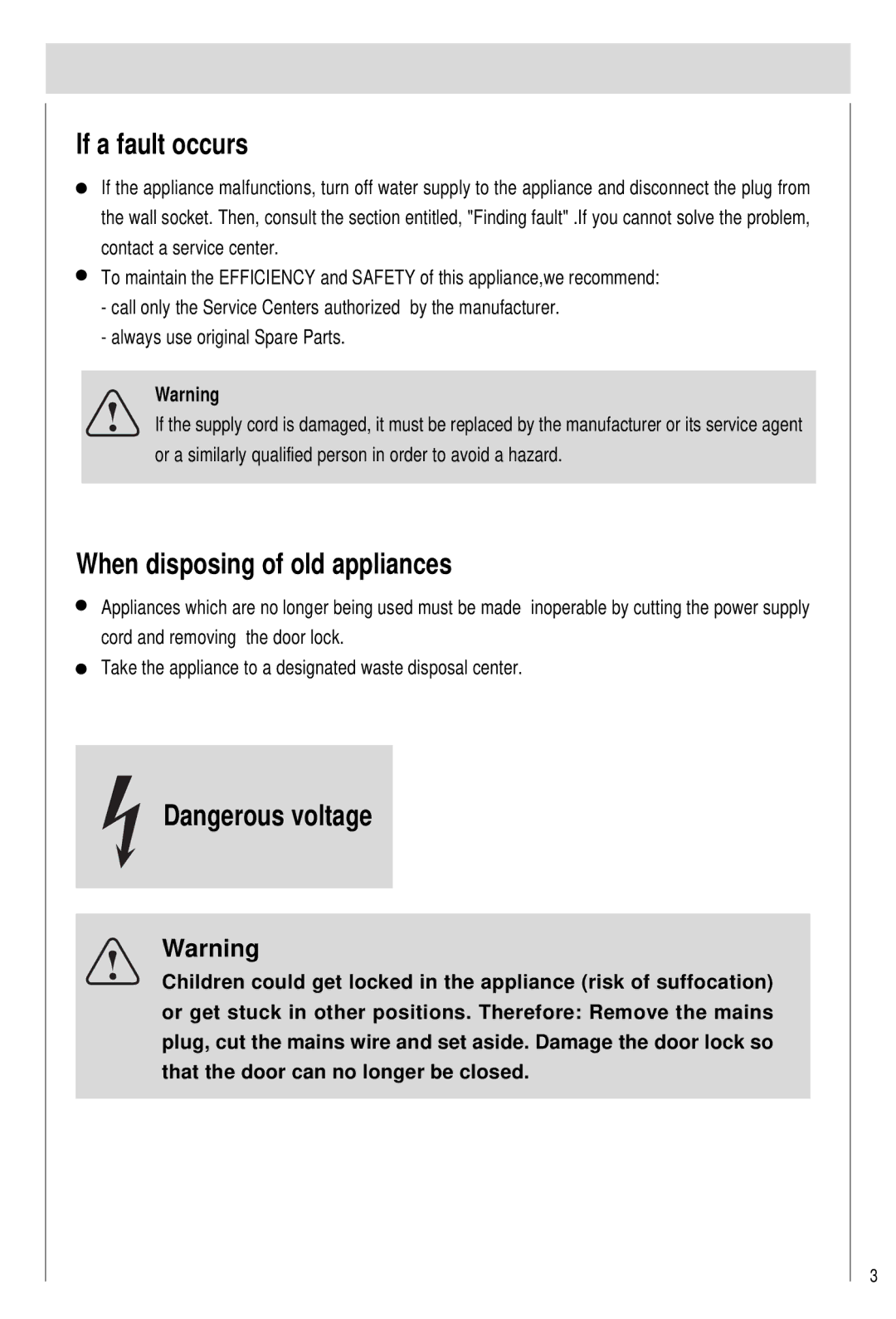 Haier HDW101WHT, HDW101SST manual If a fault occurs, When disposing of old appliances 