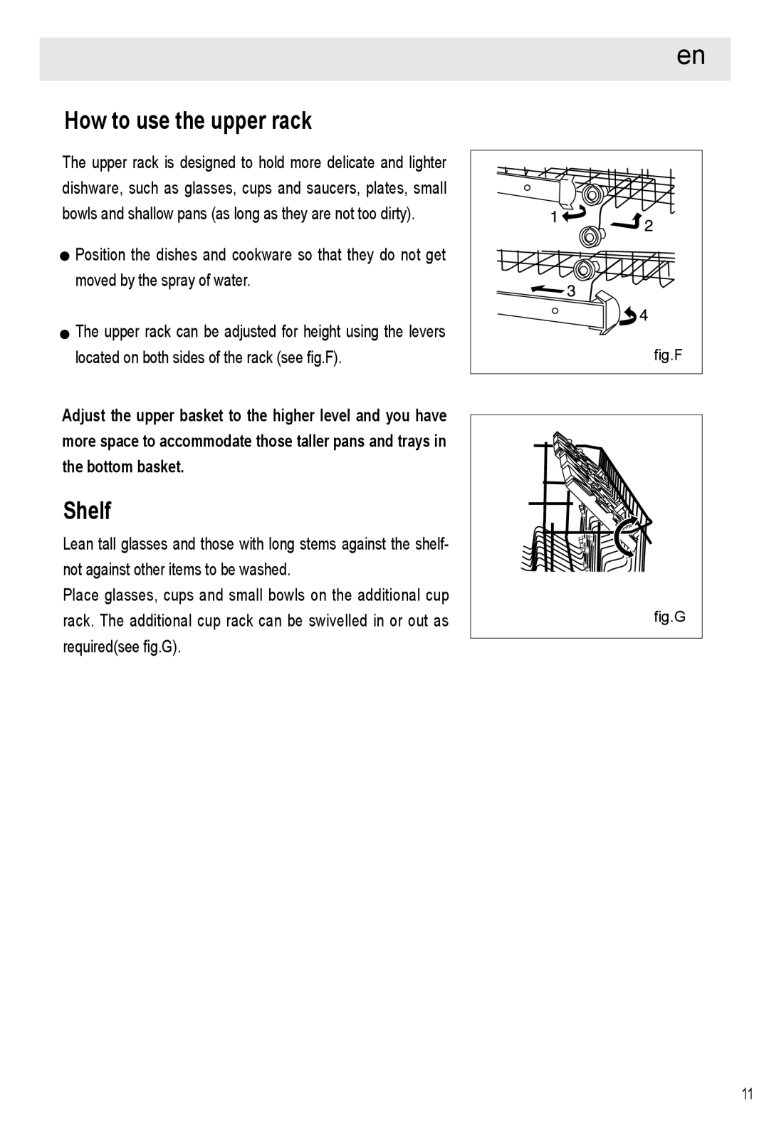 Haier HDW12-SFE1 operation manual How to use the upper rack, Shelf 