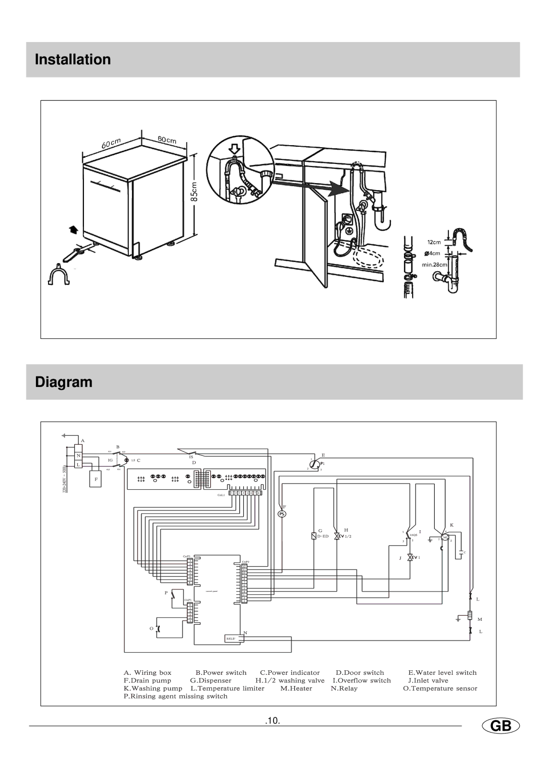 Haier HDW300WH, HDW300SS manual Installation Diagram 