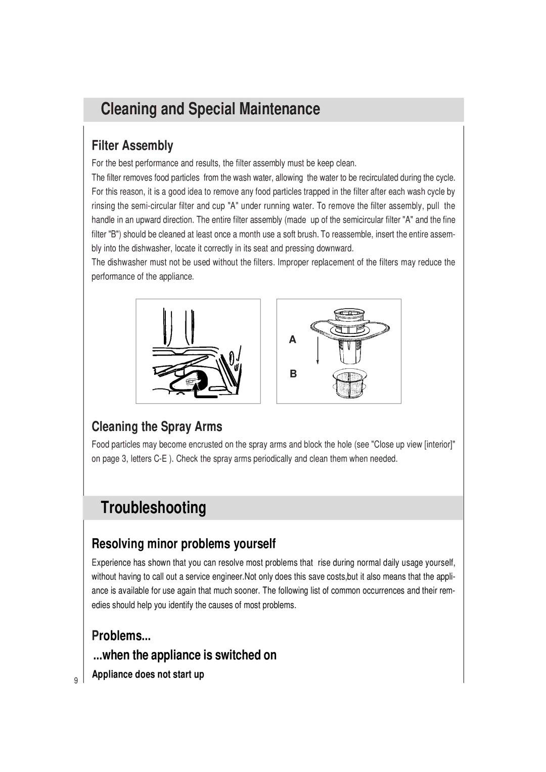 Haier HDW9WHT, HDW9SST manual Cleaning and Special Maintenance, Troubleshooting 