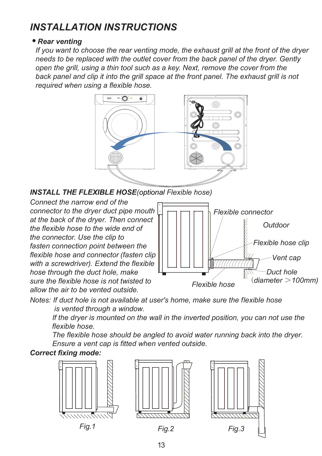 Haier HDY-D60 manual Correct fixing mode 