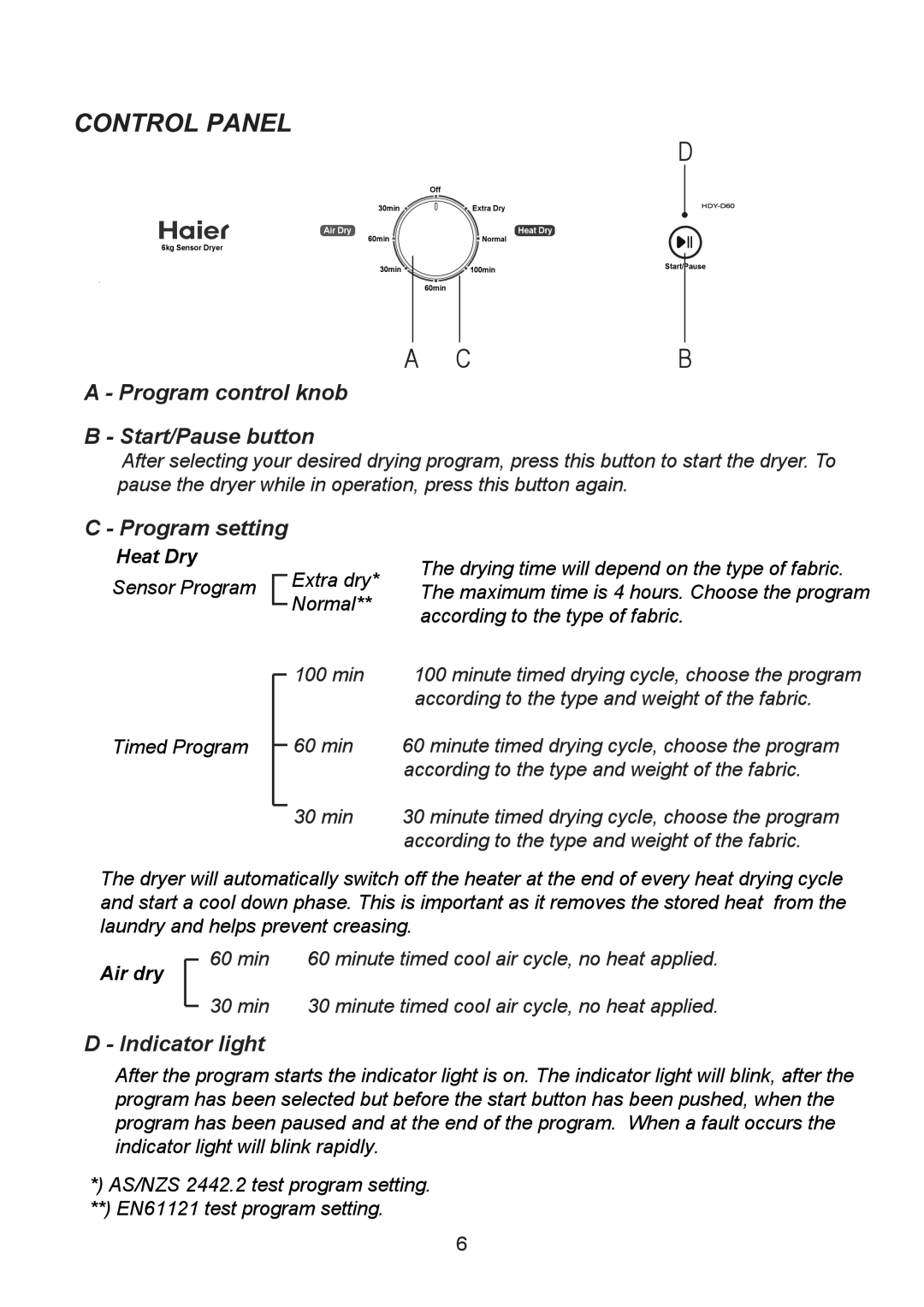 Haier HDY-D60 manual 