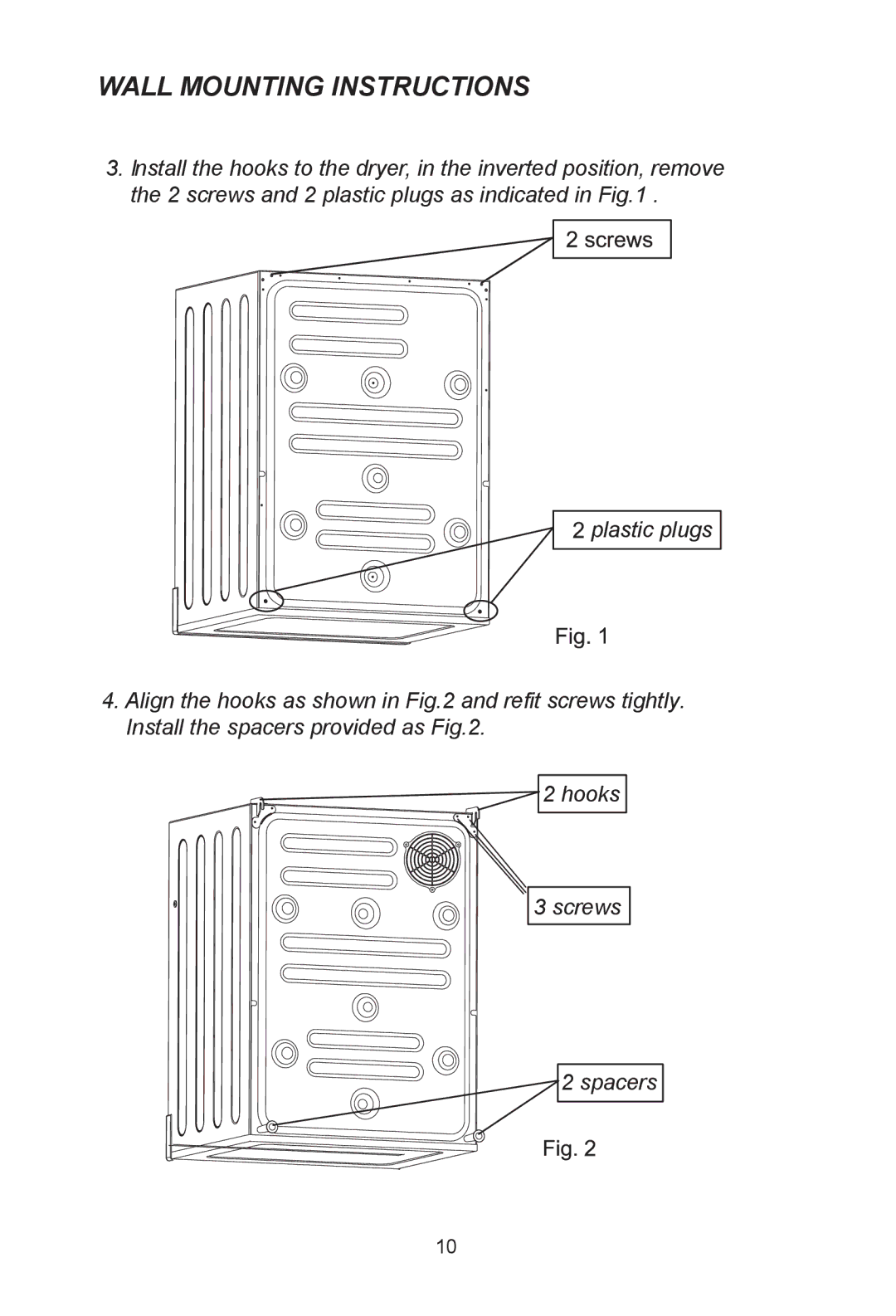 Haier HDY60M manual Wall Mounting Instructions 