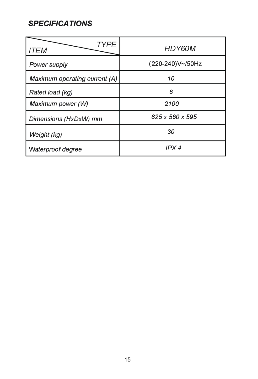 Haier manual Type HDY60M 