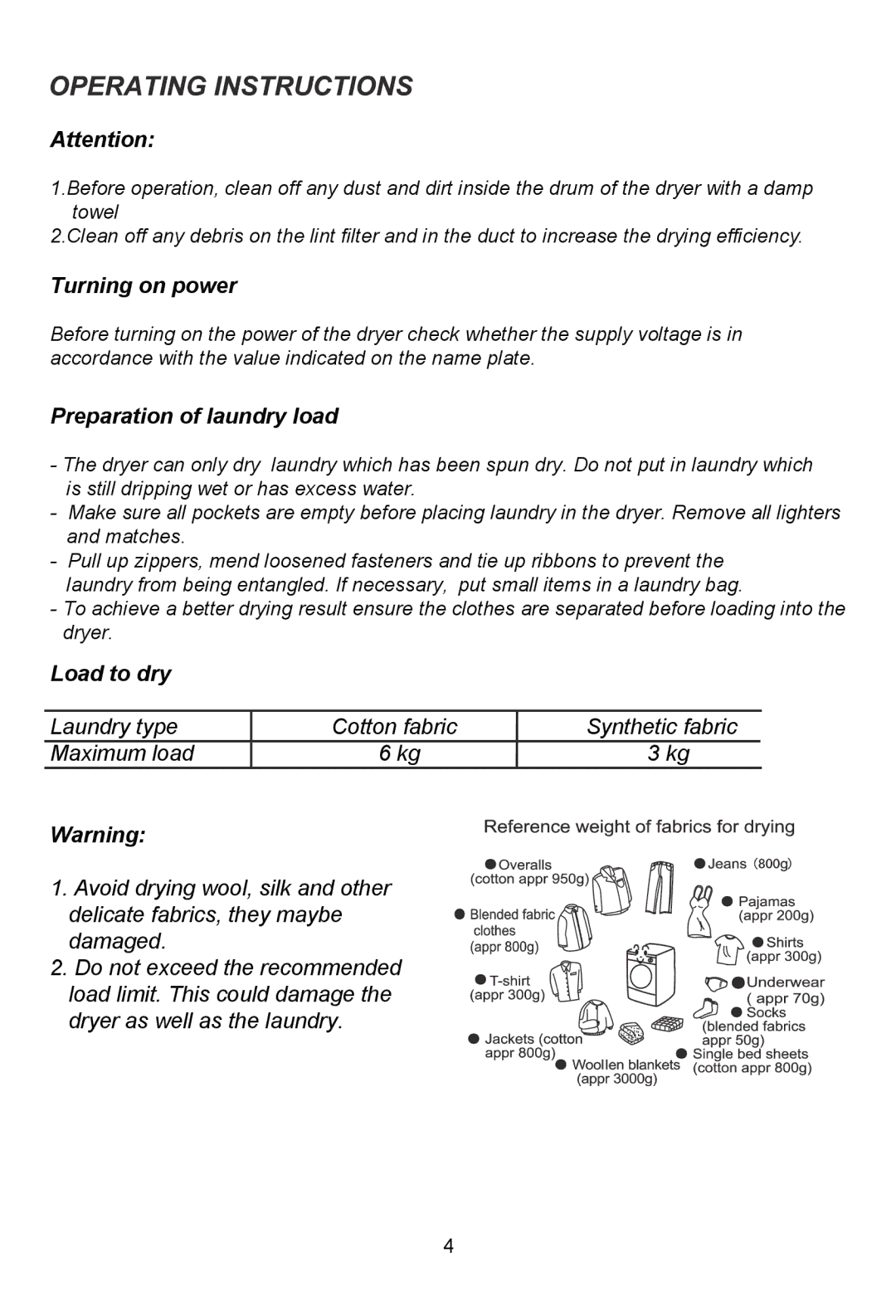 Haier HDY60M manual Turning on power 