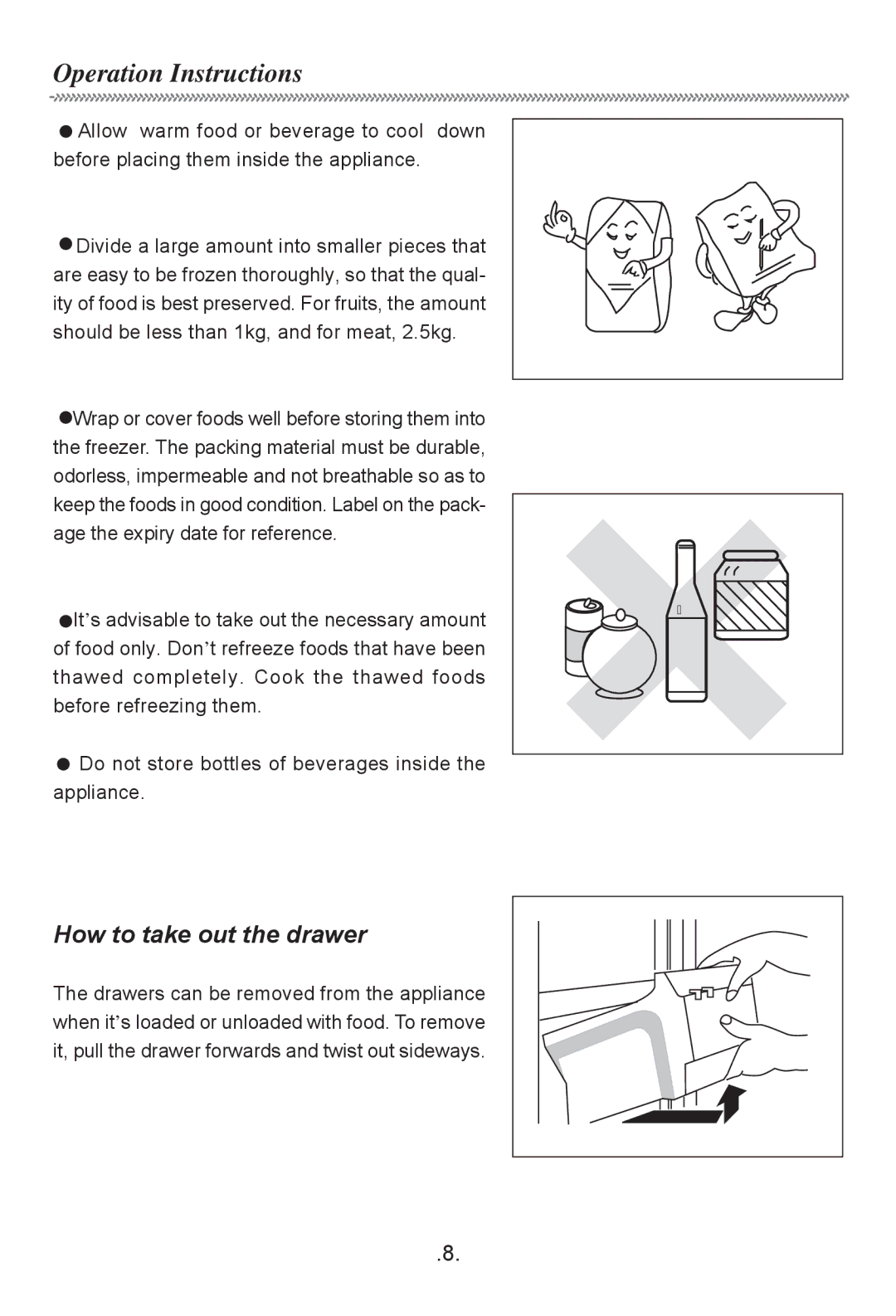 Haier HF-116R owner manual How to take out the drawer 