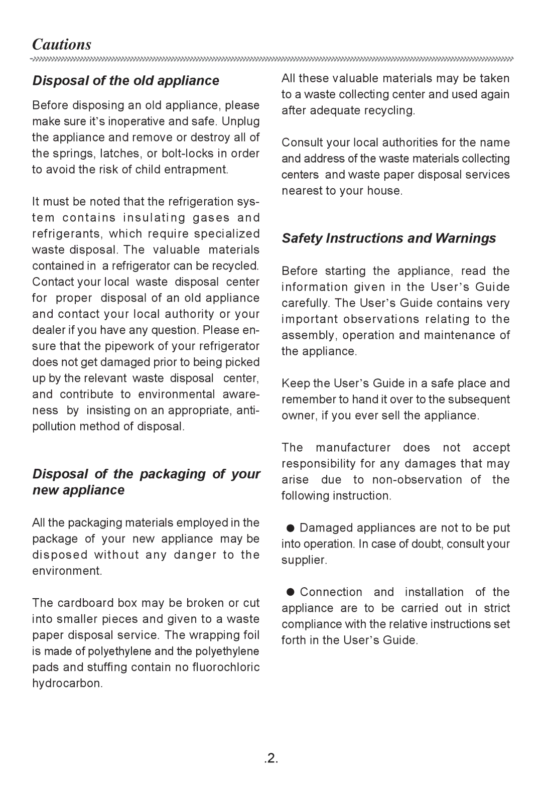 Haier HF-116R owner manual Disposal of the old appliance 