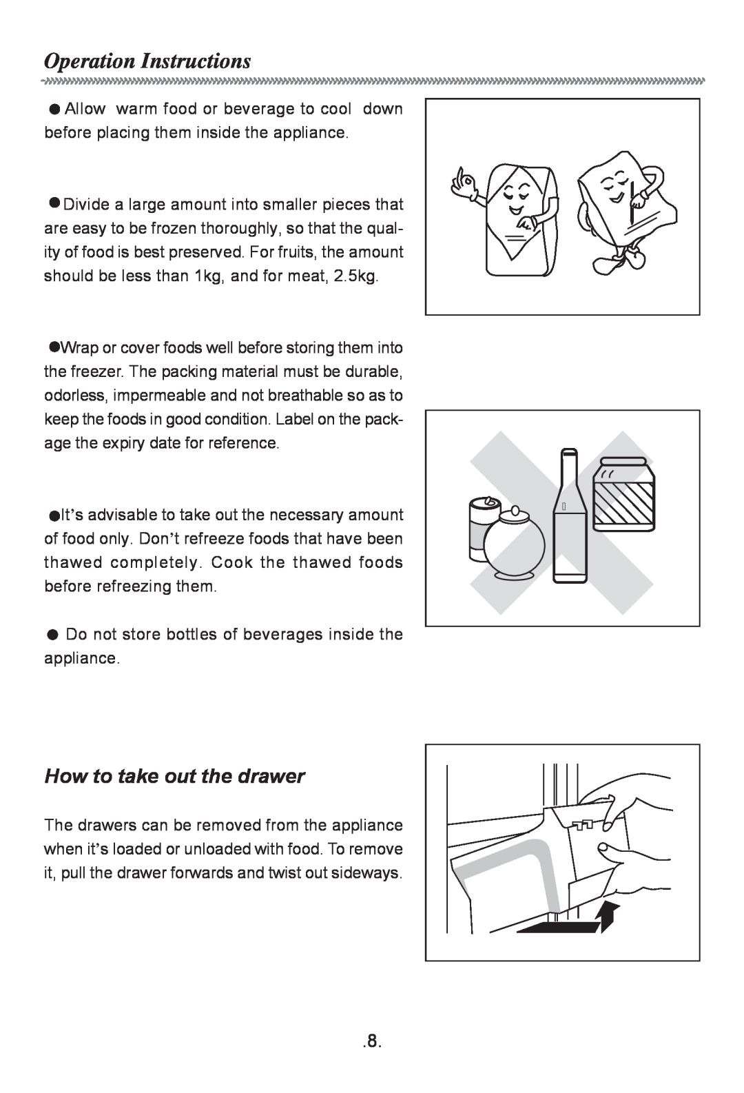 Haier HF-116R owner manual How to take out the drawer, Operation Instructions 