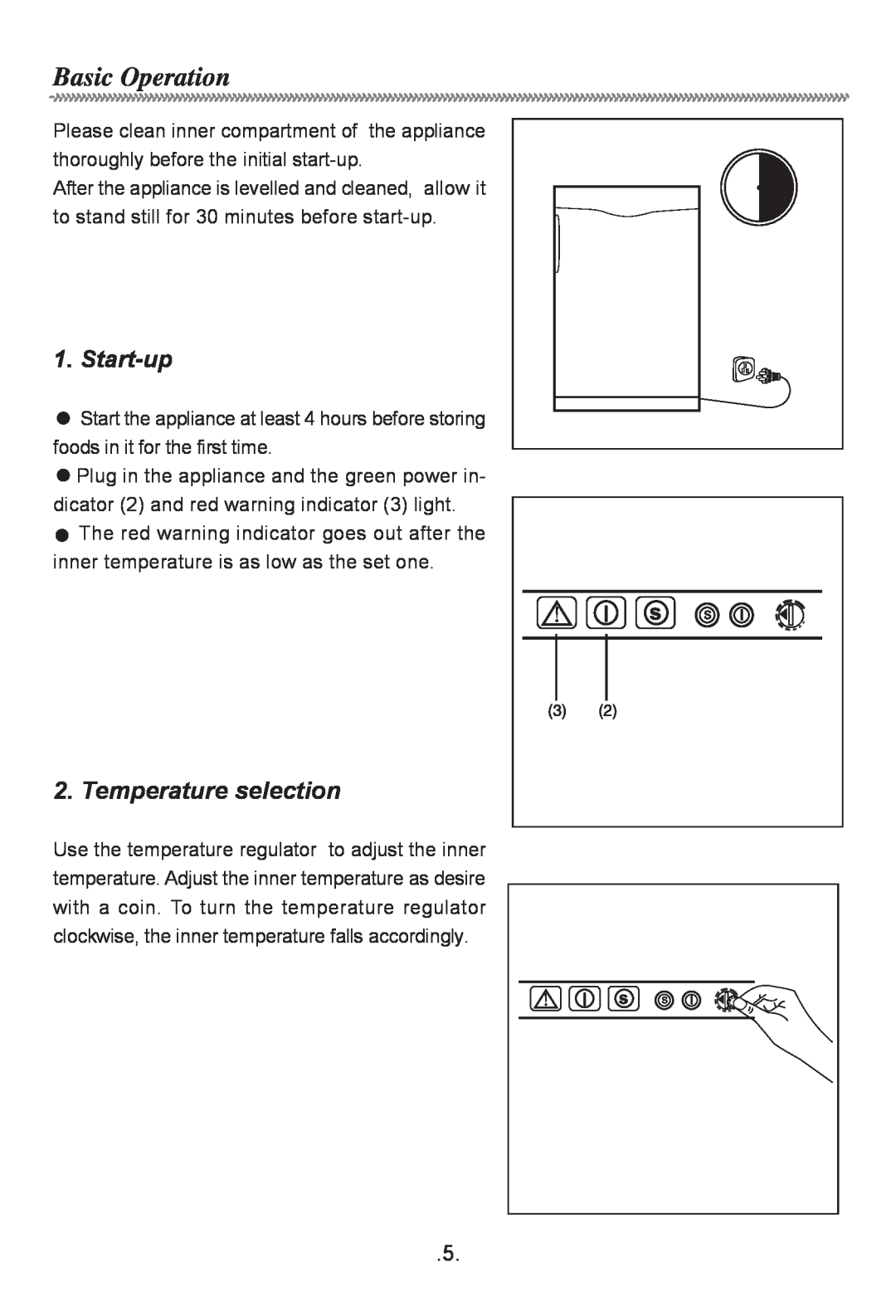 Haier HF-116R owner manual Basic Operation, Start-up, Temperature selection 