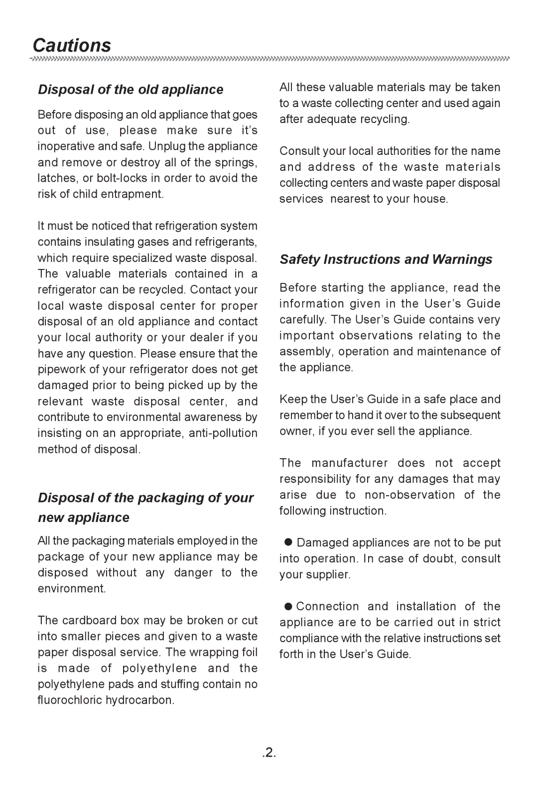 Haier HF-240T owner manual Disposal of the old appliance 