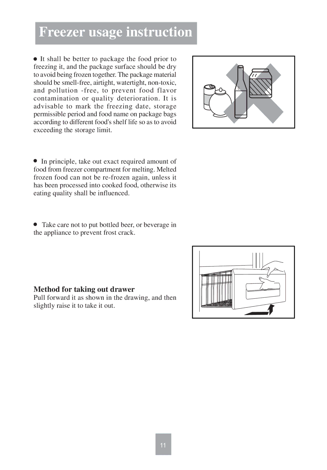 Haier HF-299 manual Method for taking out drawer 