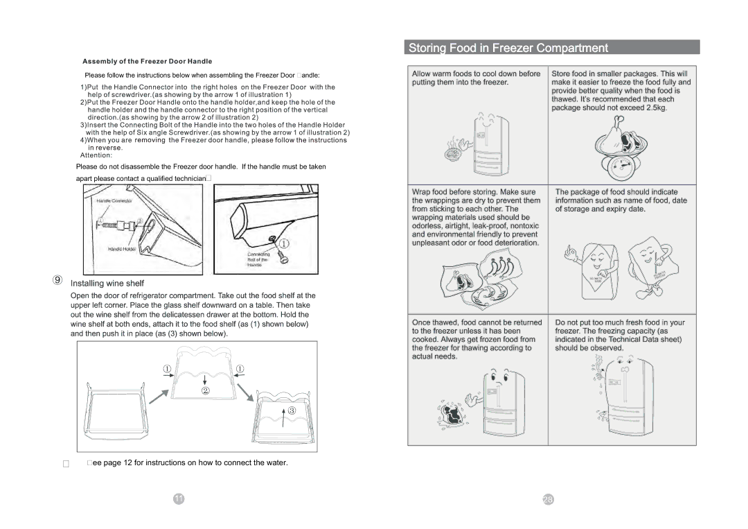 Haier HFD647ASS, HFD647SS, HFD647WISS manual See page 12 for instructions on how to connect the water 