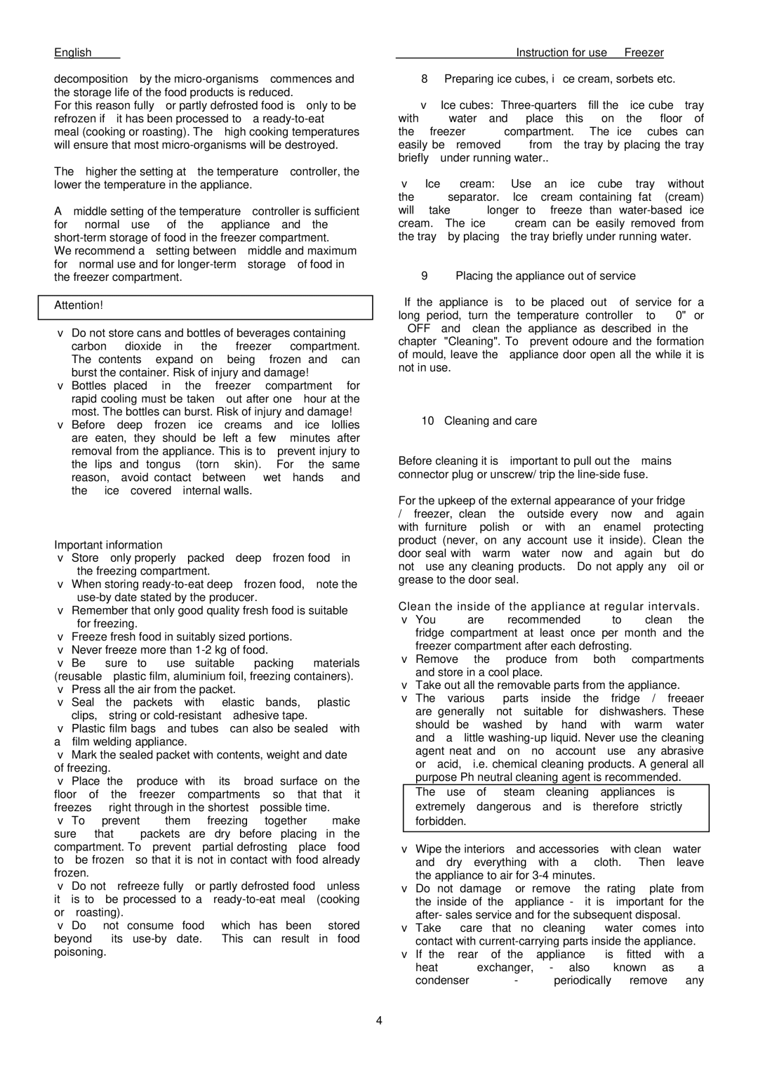 Haier HFH-50 Important information, Preparing ice cubes, ice cream, sorbets etc, Ice, Placing the appliance out of service 