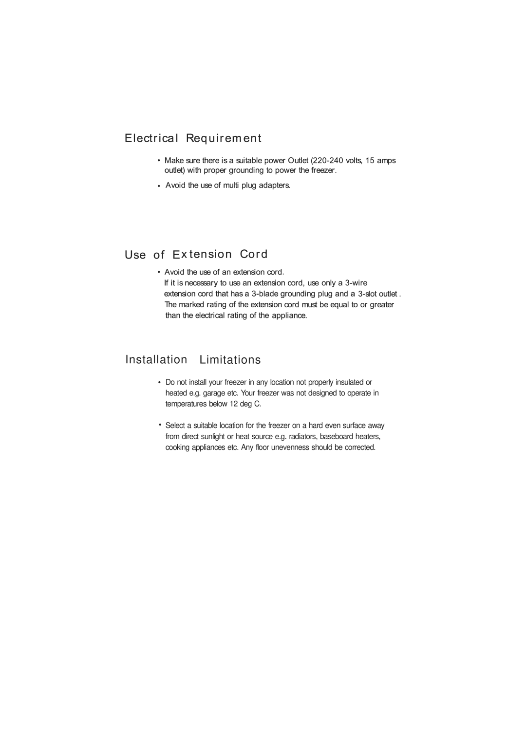 Haier HFM185 manual Installation Limitations 