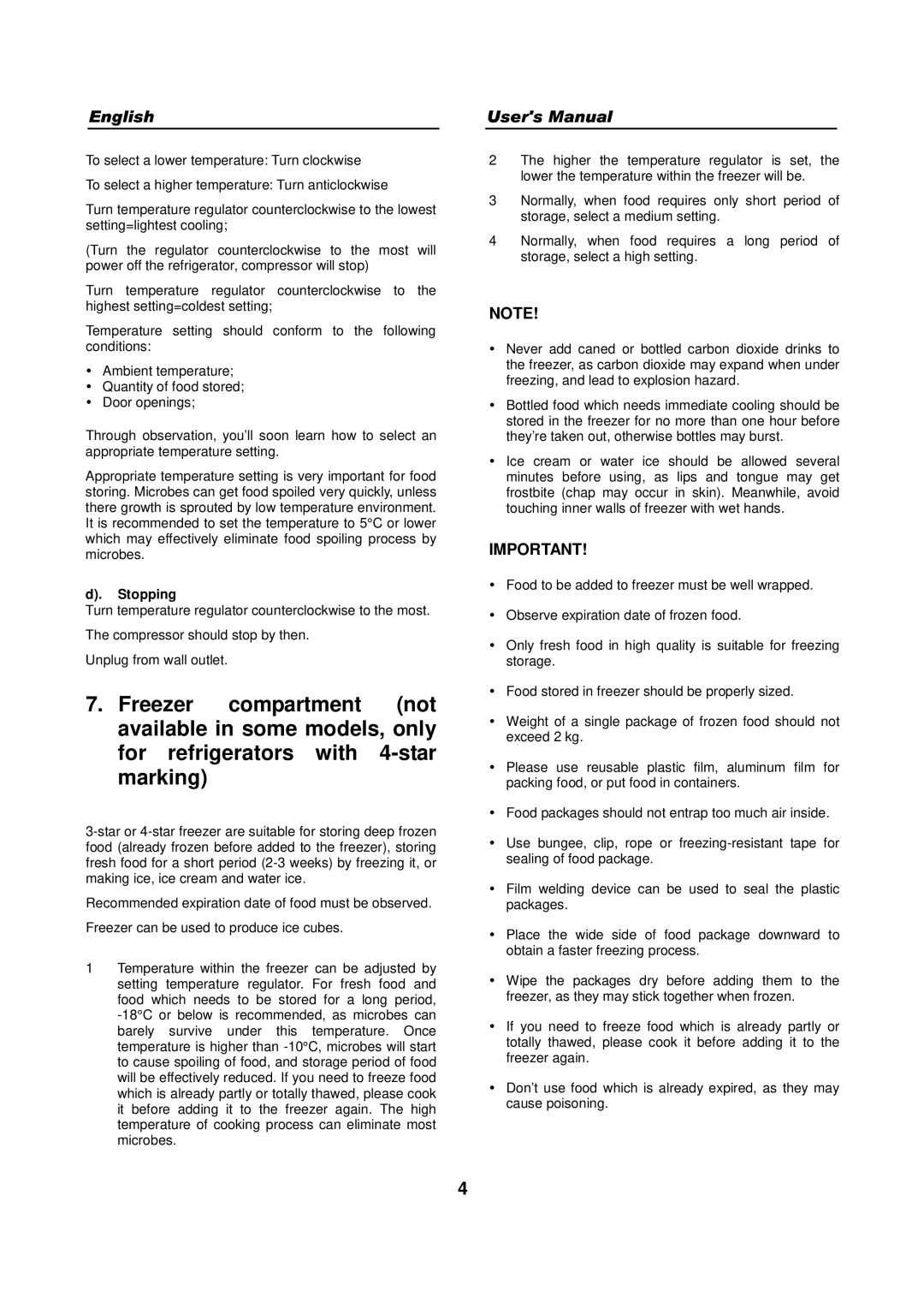 Haier HFN-248, HFN-136 manual Stopping 