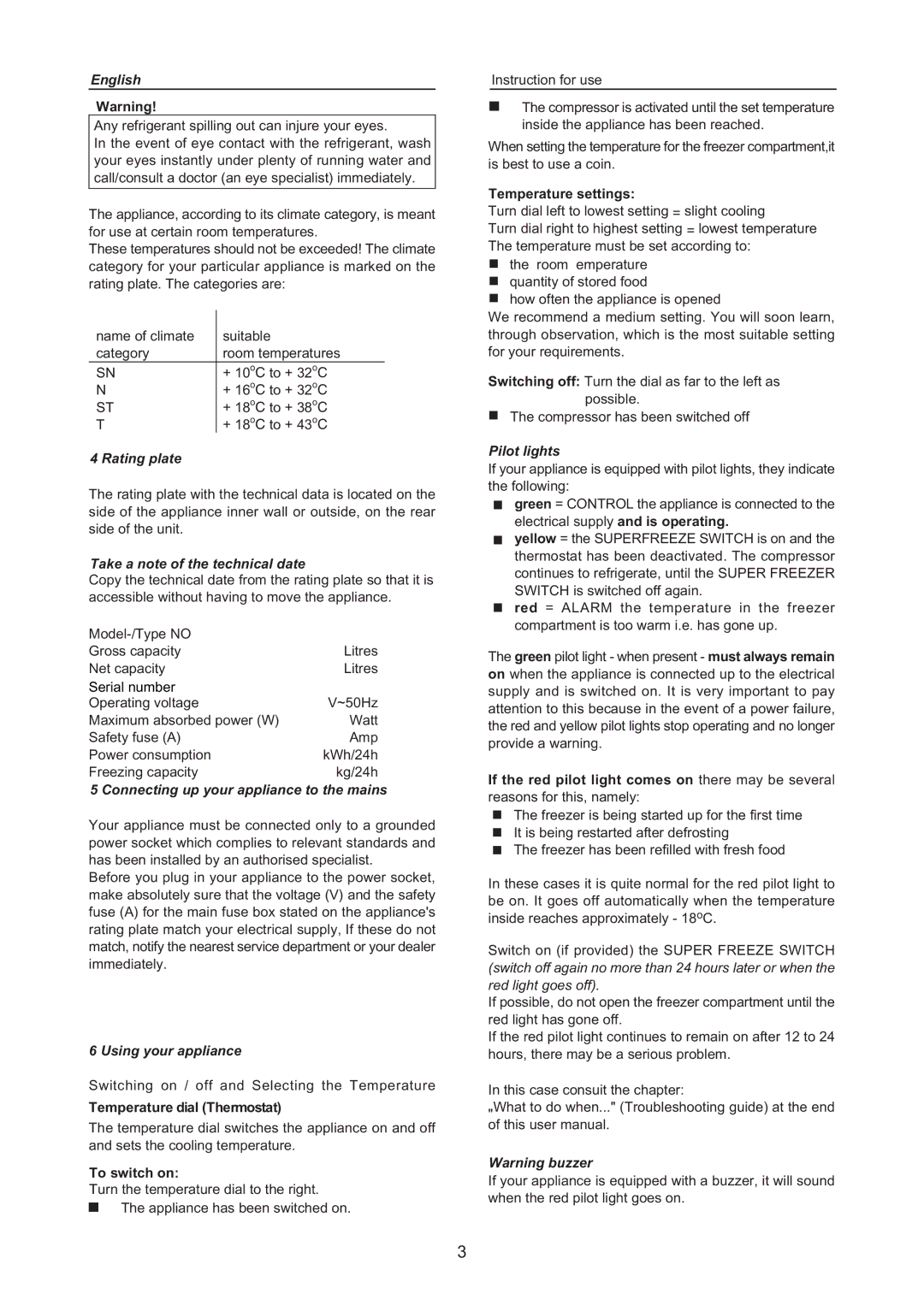 Haier HFV160 manual English, Rating plate, Take a note of the technical date, Connecting up your appliance to the mains 