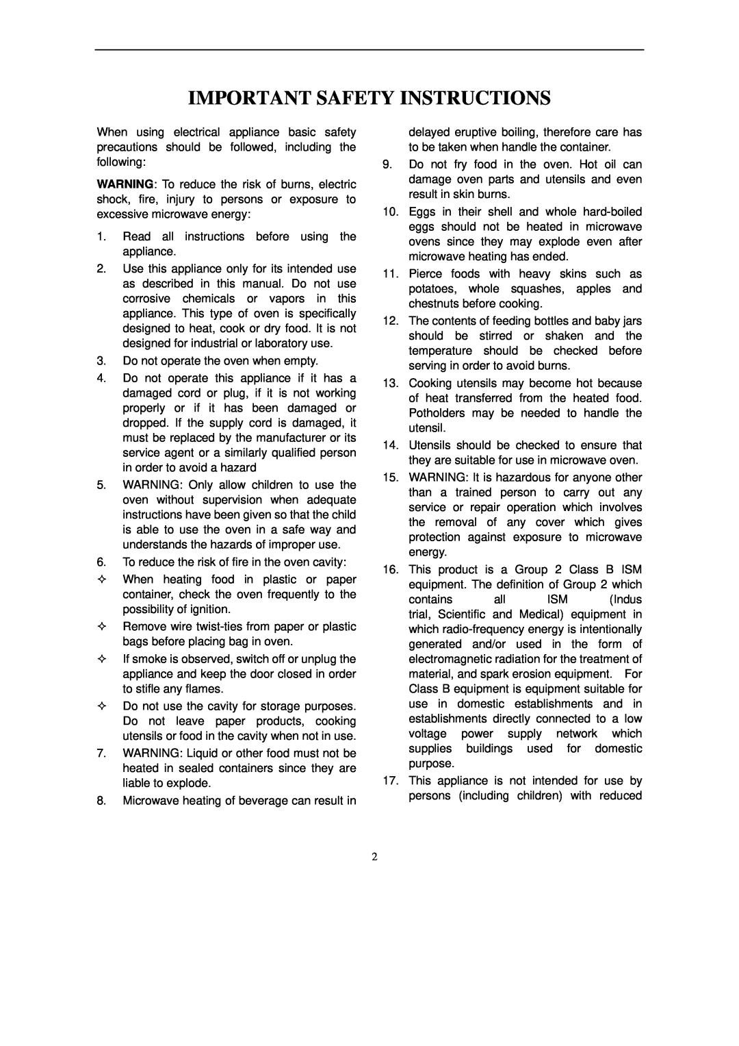 Haier HGN-2070M owner manual Important Safety Instructions 