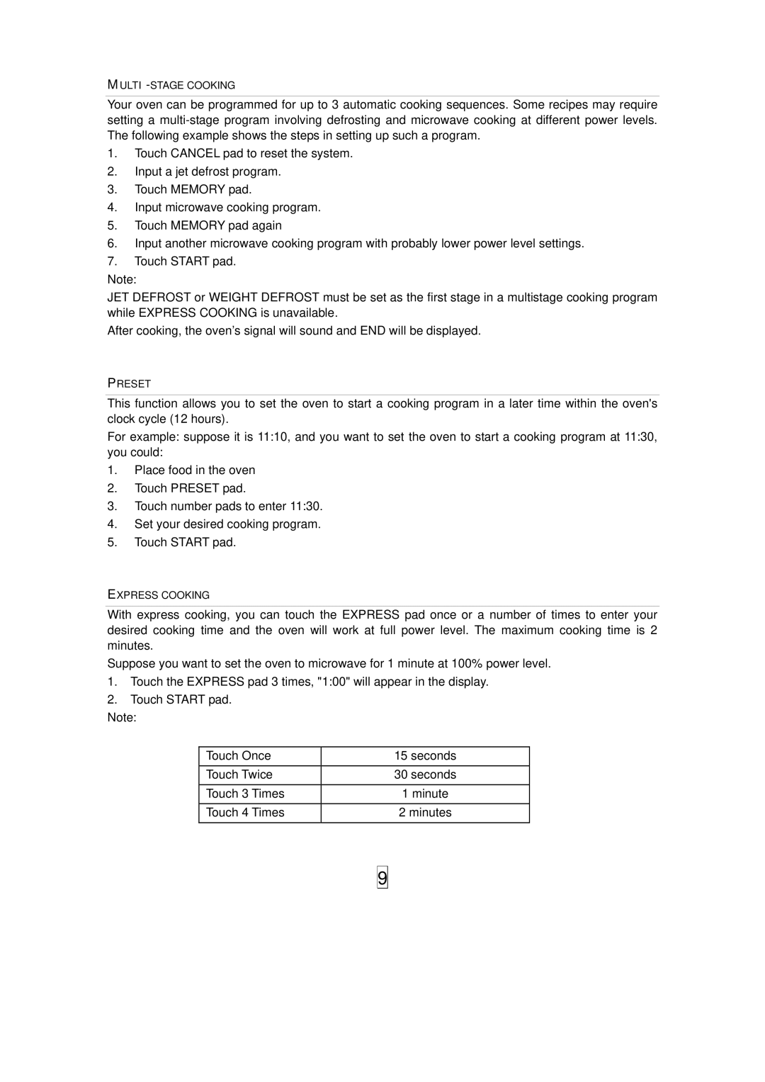 Haier HGN-36100EB owner manual Touch 3 Times 