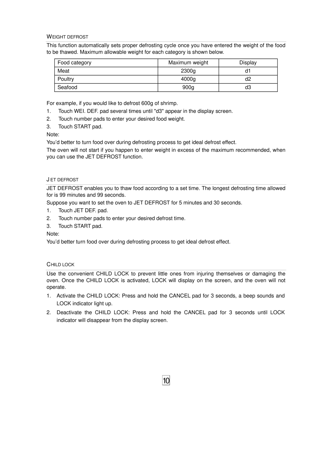 Haier HGN-36100EB owner manual Weight Defrost 