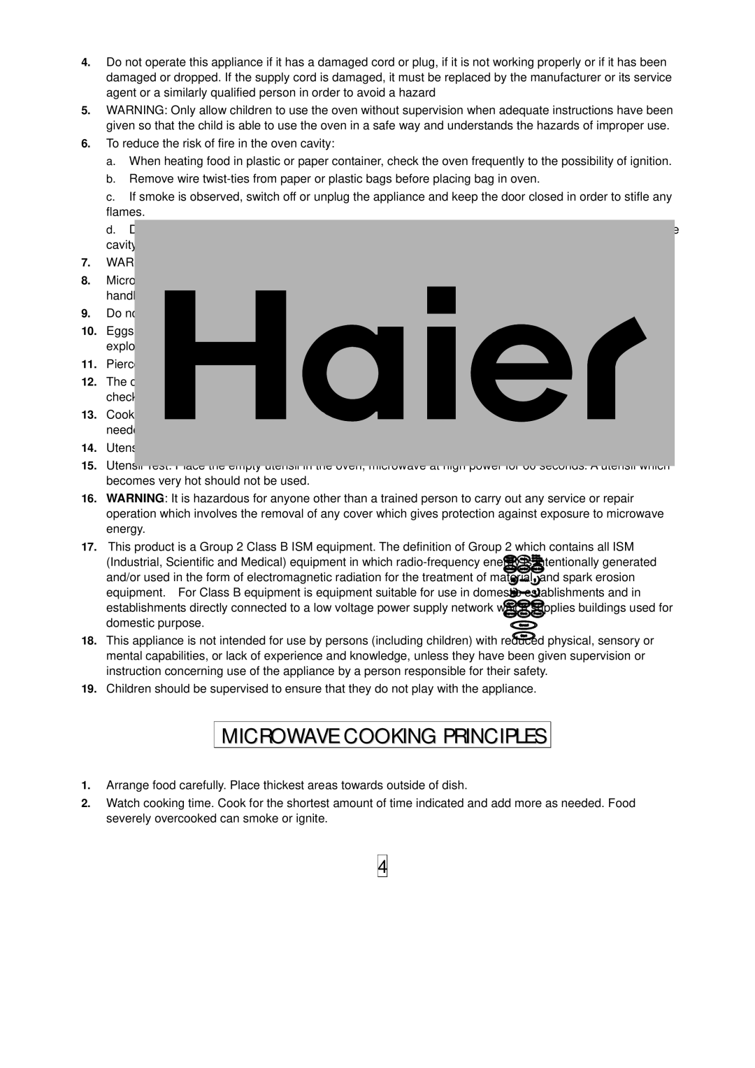 Haier HGN-36100EGS owner manual Microwave Cooking Principles 