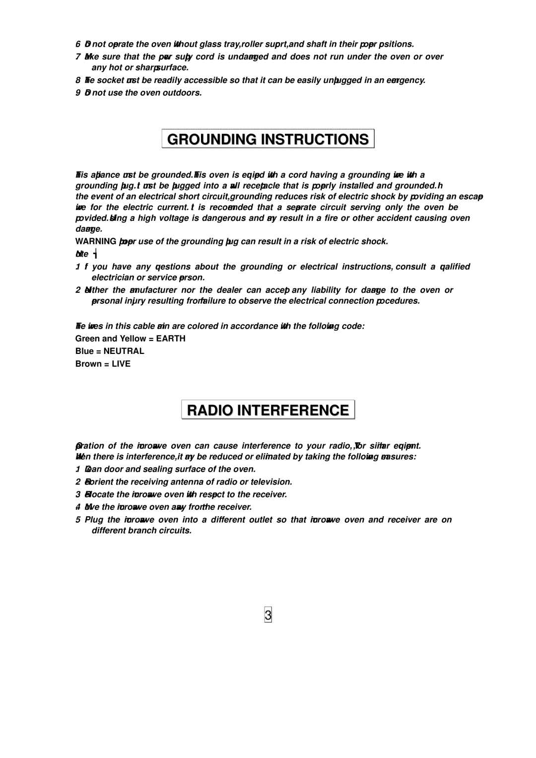 Haier HGN-45100ES ( B ) owner manual Grounding Instructions, Radio Interference 