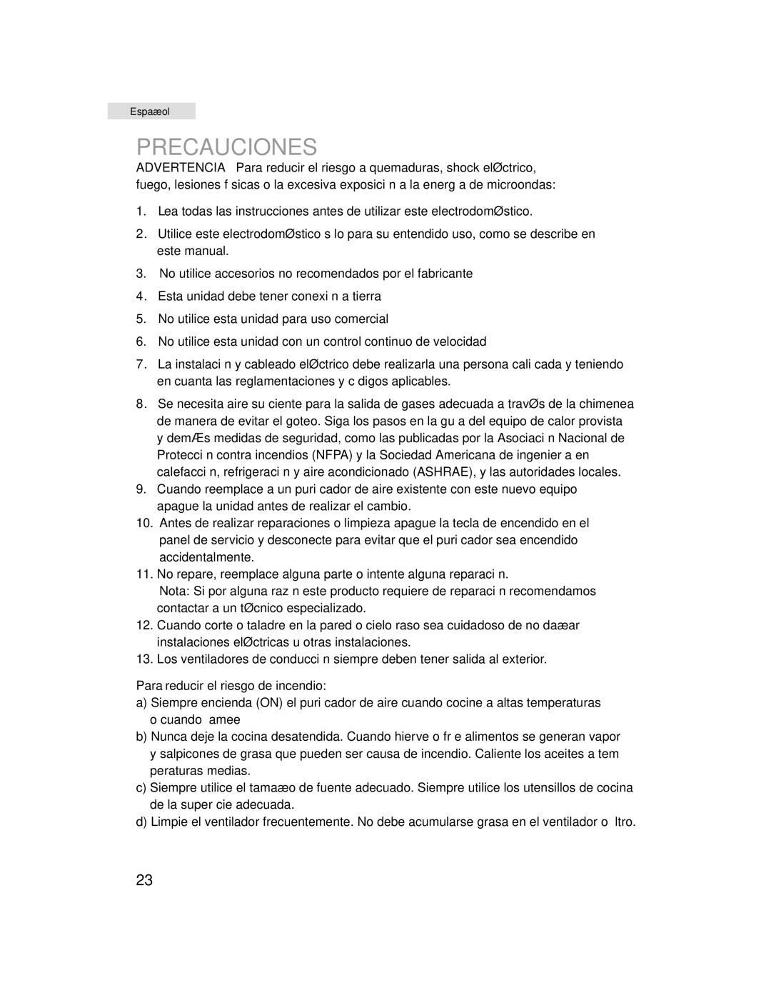 Haier HHX6130 user manual Precauciones 