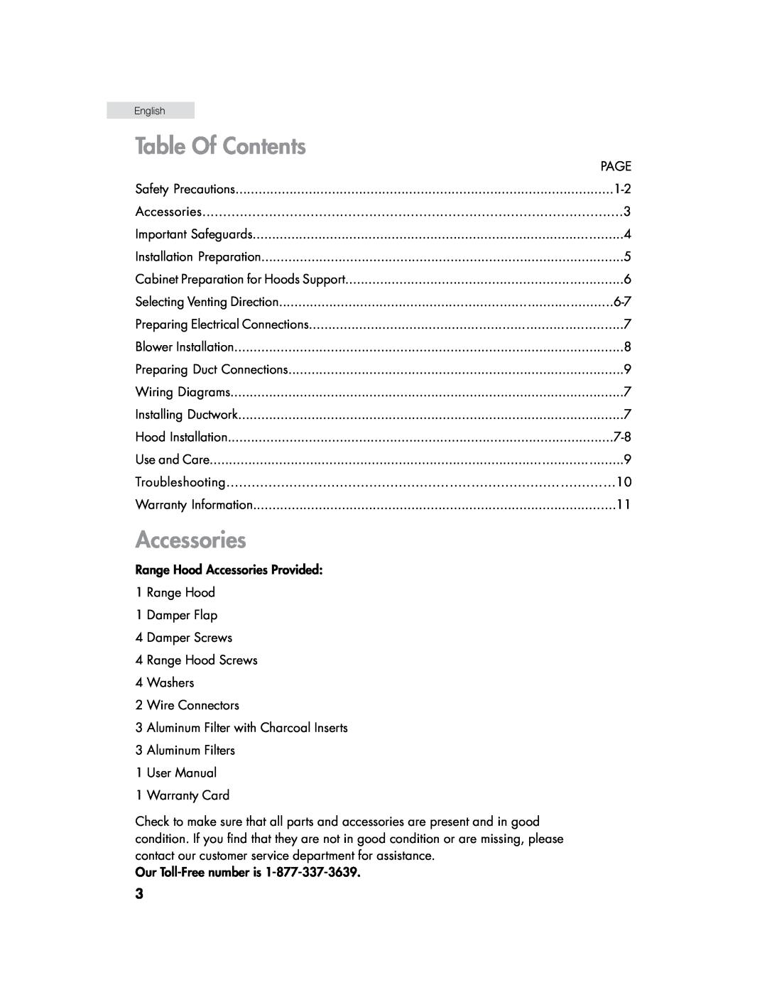 Haier HHX6130 user manual Table Of Contents, Accessories 