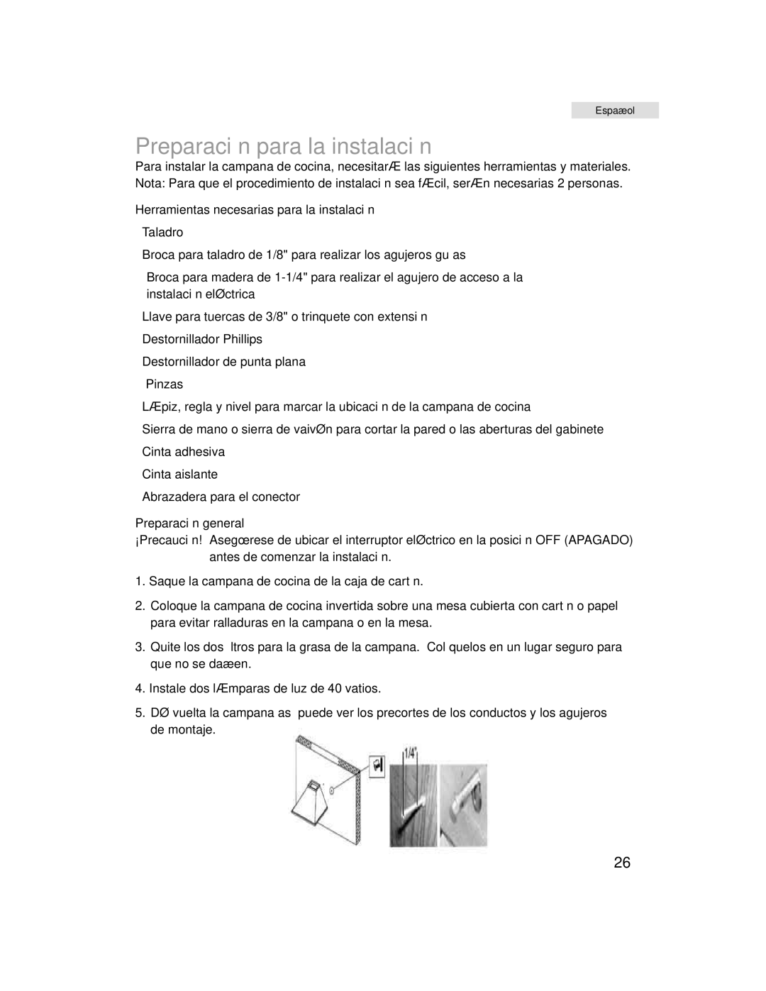 Haier HHX7130 user manual Preparación para la instalación 