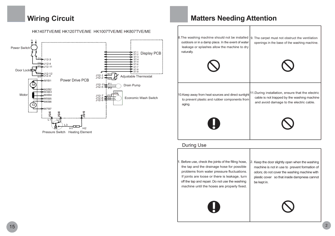 Haier HK1407TME, HK807TVE Wiring Circuit, Matters Needing Attention, Power Drive PCB, Avoid damage to the electric cable 