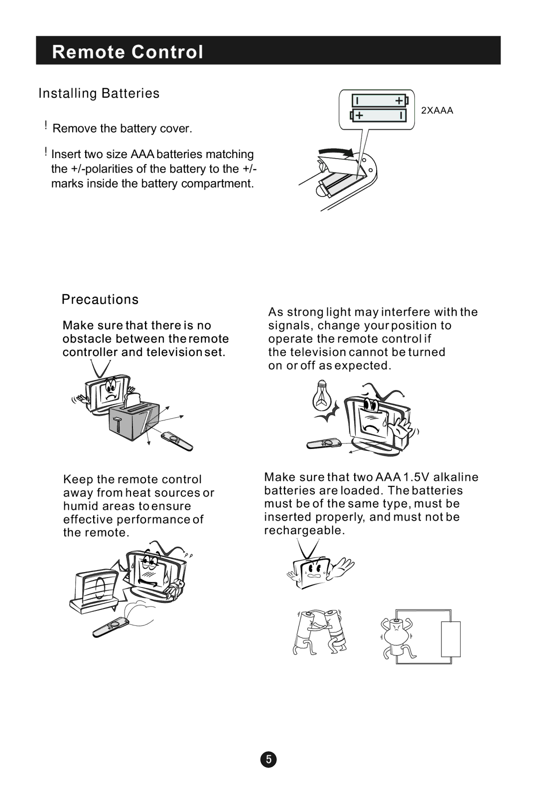 Haier HL15B user manual Remote Control, Installing Batteries 