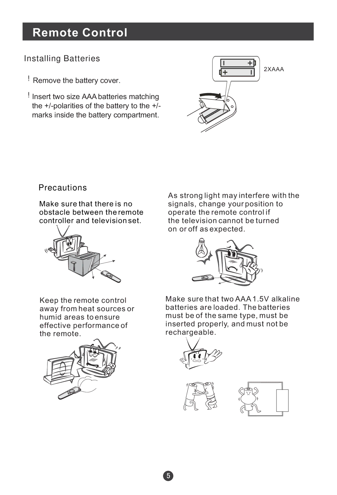 Haier HL19W, HL22E, HL15E, HL19E, L15B user manual Remote Control, Installing Batteries 