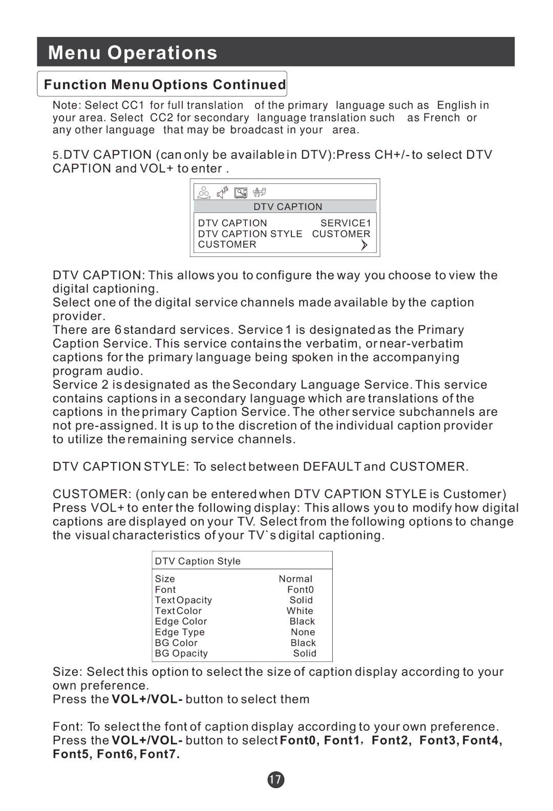 Haier HL15E, HL19W, HL22E, HL19E, L15B user manual Font5, Font6, Font7 